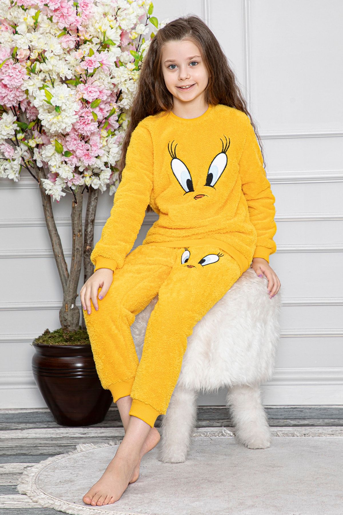 Mrs Justin Kız Çocuk Sarı Welsoft Tweety Pijama Takımı