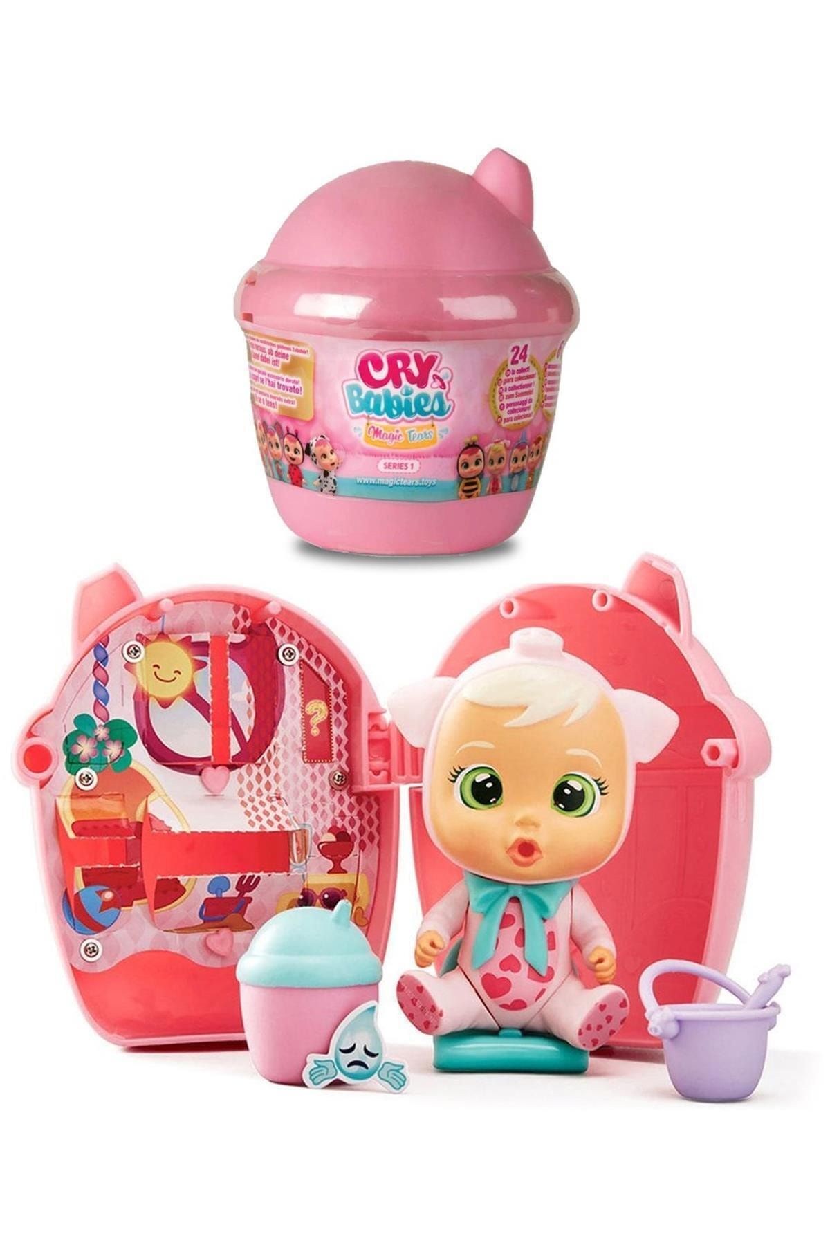GIOCHI PREZIOSI Kız Çocuk Pembe  Cry Babies Mini Bebekler Ve Evleri Magic Tears Süpriz Paket Cdu12 98442
