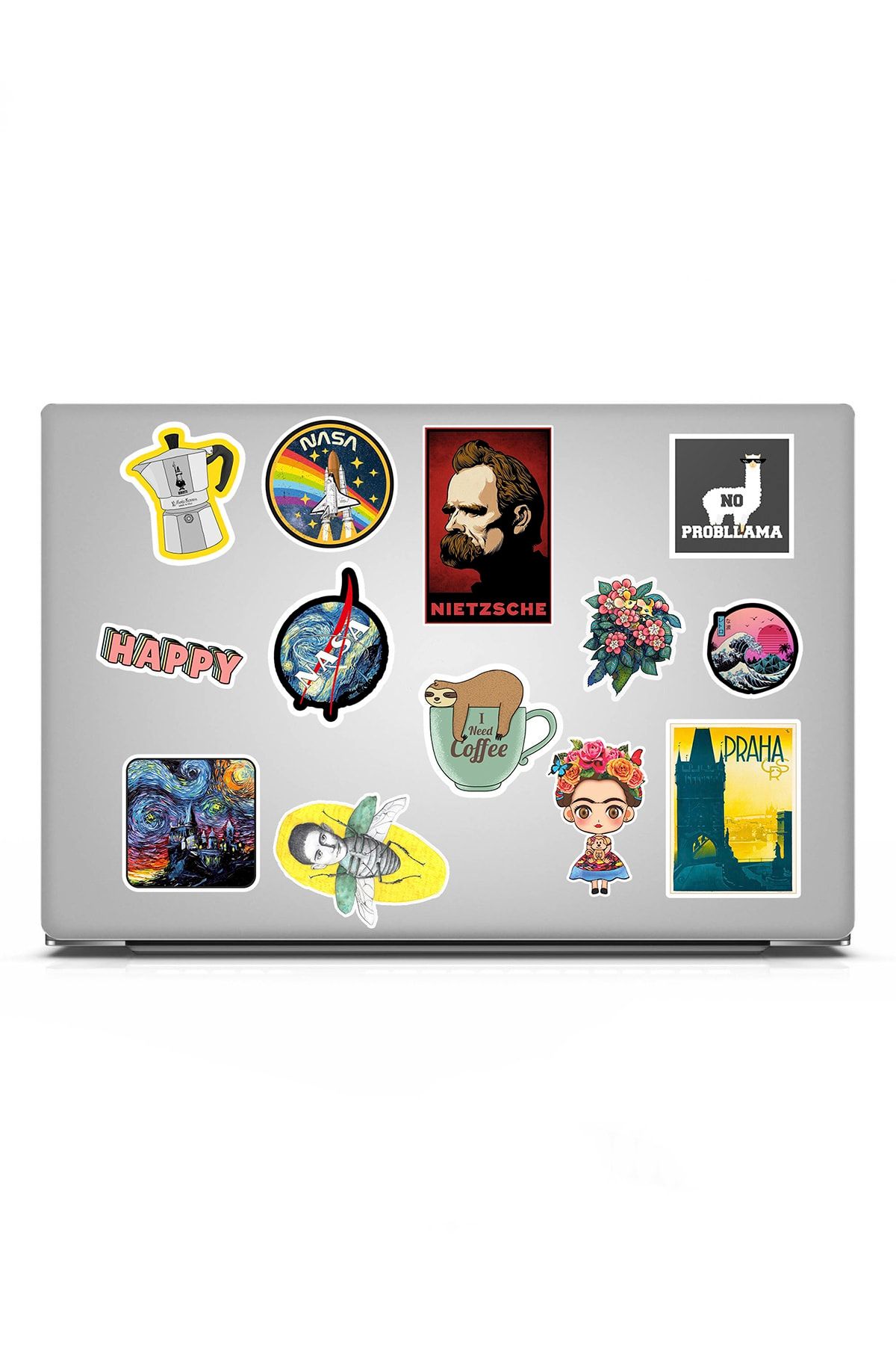 TUGİBU Laptop Sticker Art Sanat 13 Adet Notebook Tablet Macbook Çıkartma Seti