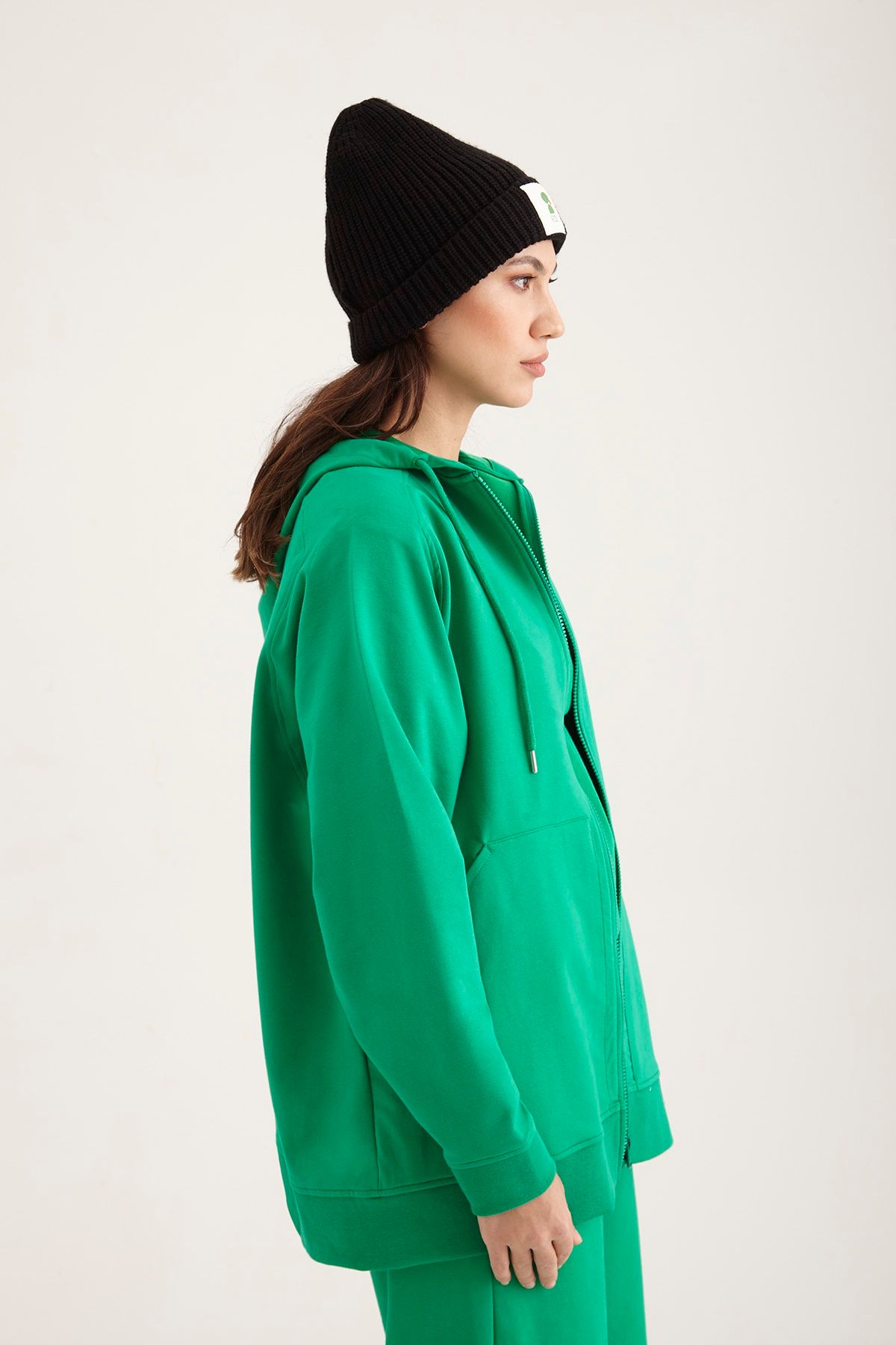 Kuaybe Gider Kadın Yeşil Hoodie Ceket