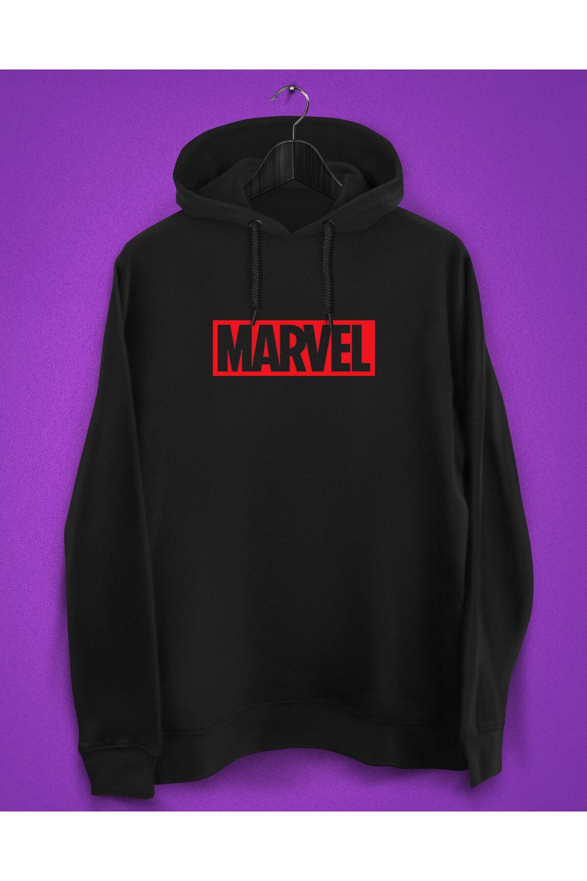 YEACHY Siyah Marvel Comics Baskılı Sweatshirt