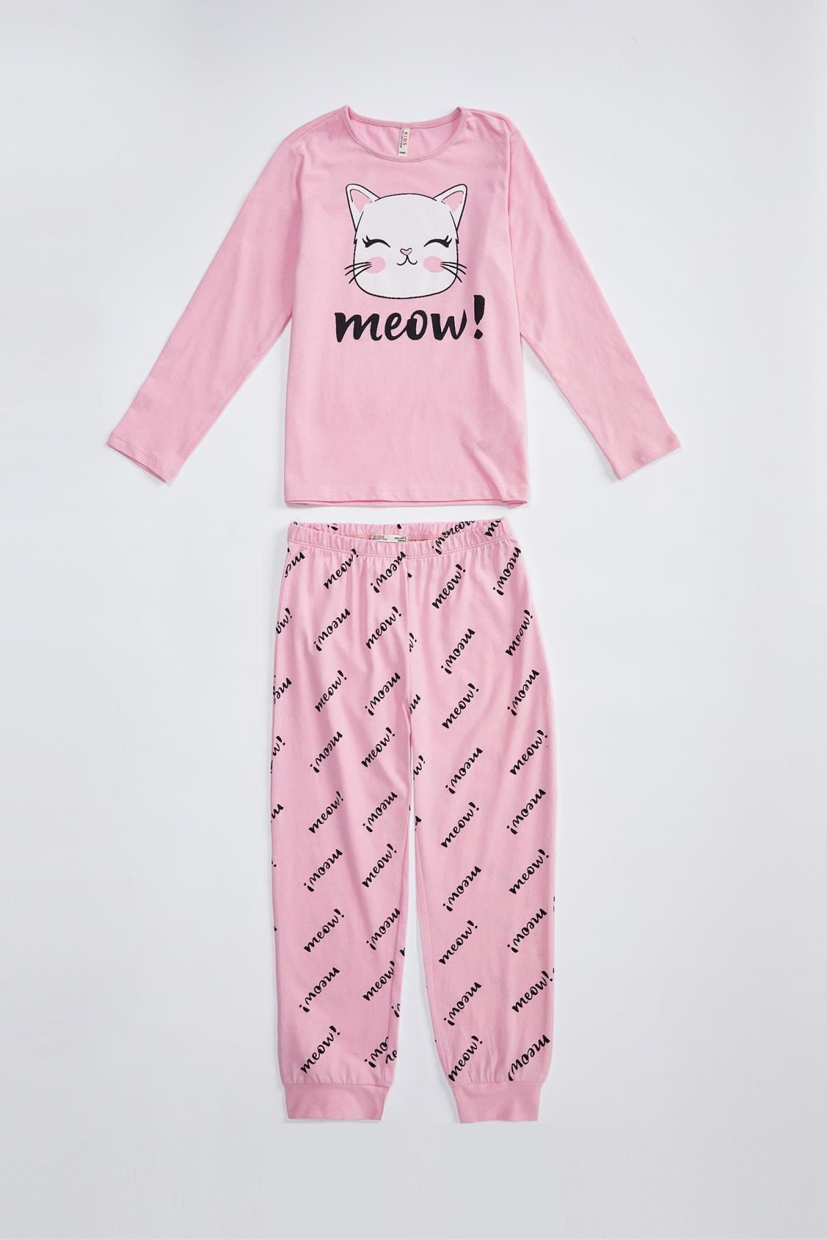 Defacto Kız Çocuk Kedi Baskılı Pijama Pamuklu Takım S1111A620AU