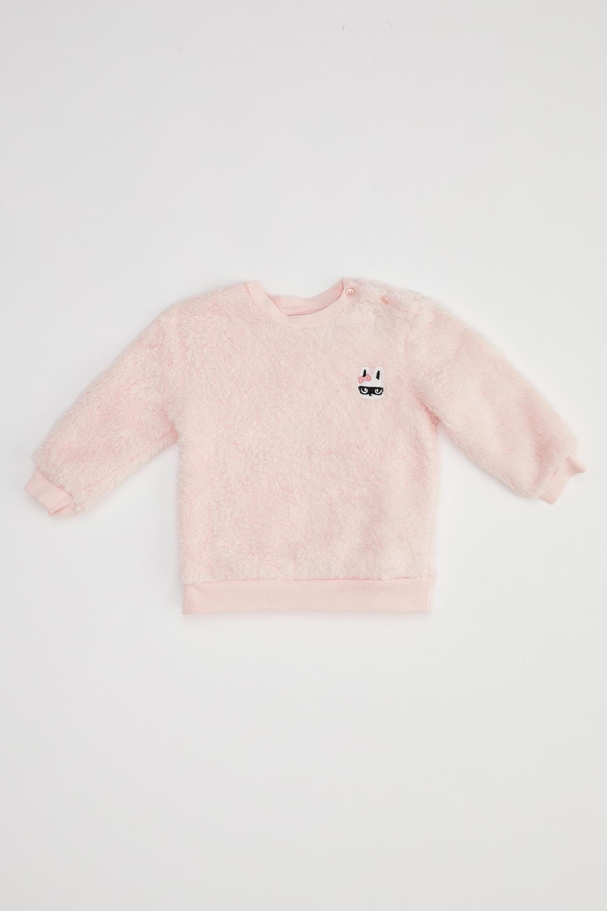 Defacto Kız Bebek Nakışlı Pelüş Sweatshirt