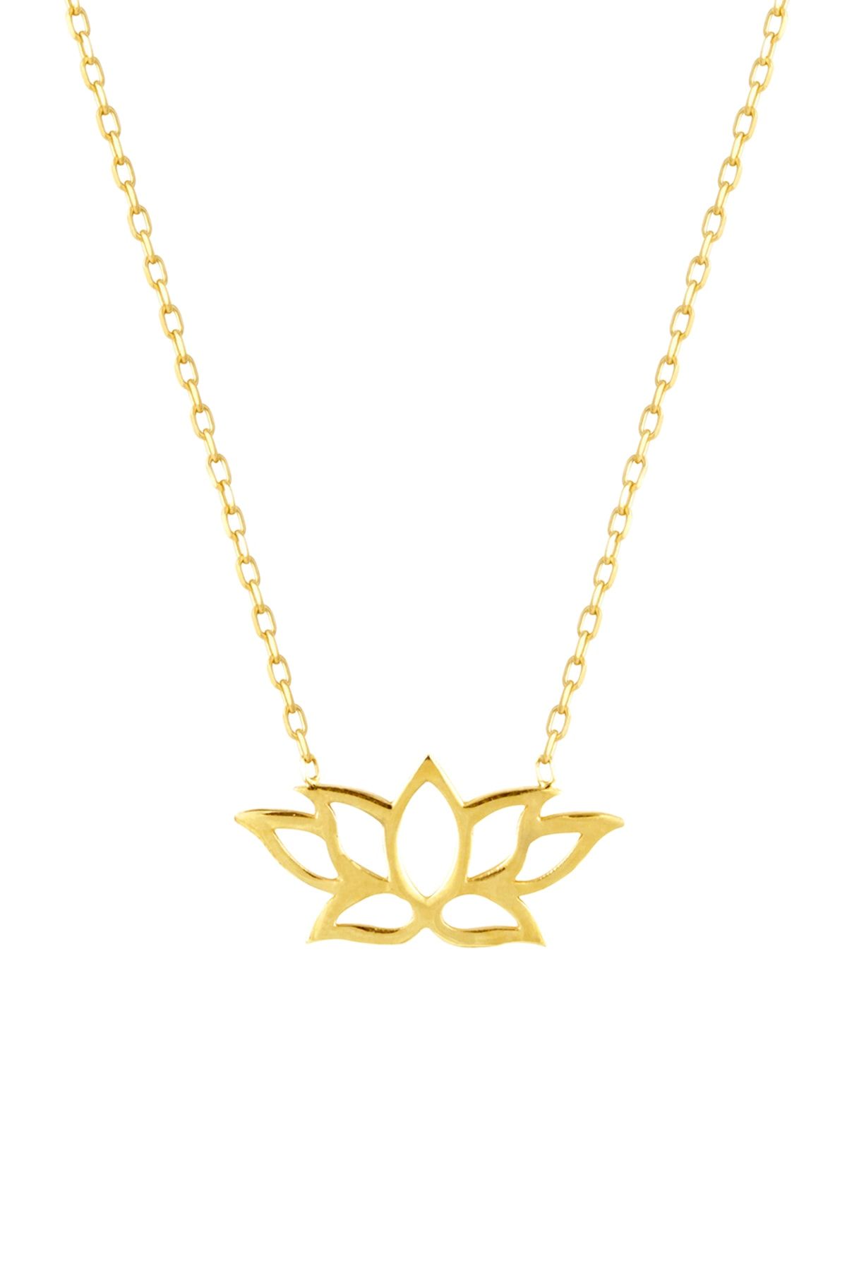 Afrodit Silver Sarı Lotus Çiçeği Gümüş Kolye