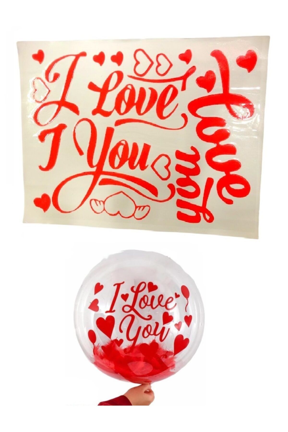 Sevgililer Günü Balon Üzerine Yapıştırılabilen Sticker I Love You Sticker Seti_0