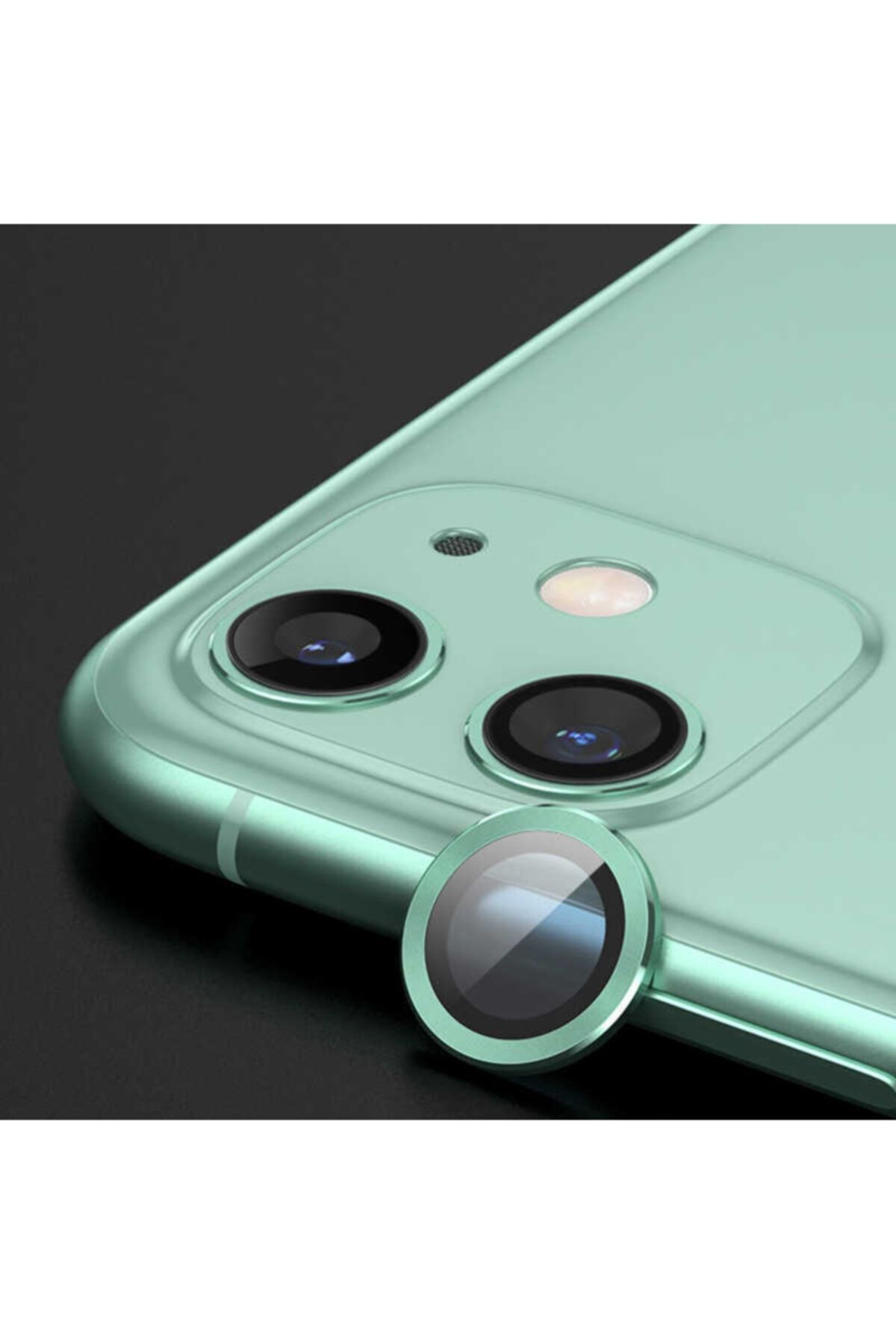 UnDePlus Iphone 12  Uyumlu  Kamera Lens Koruyucu Çerçeveli Koruyucu Cl-02 Açık Yeşil