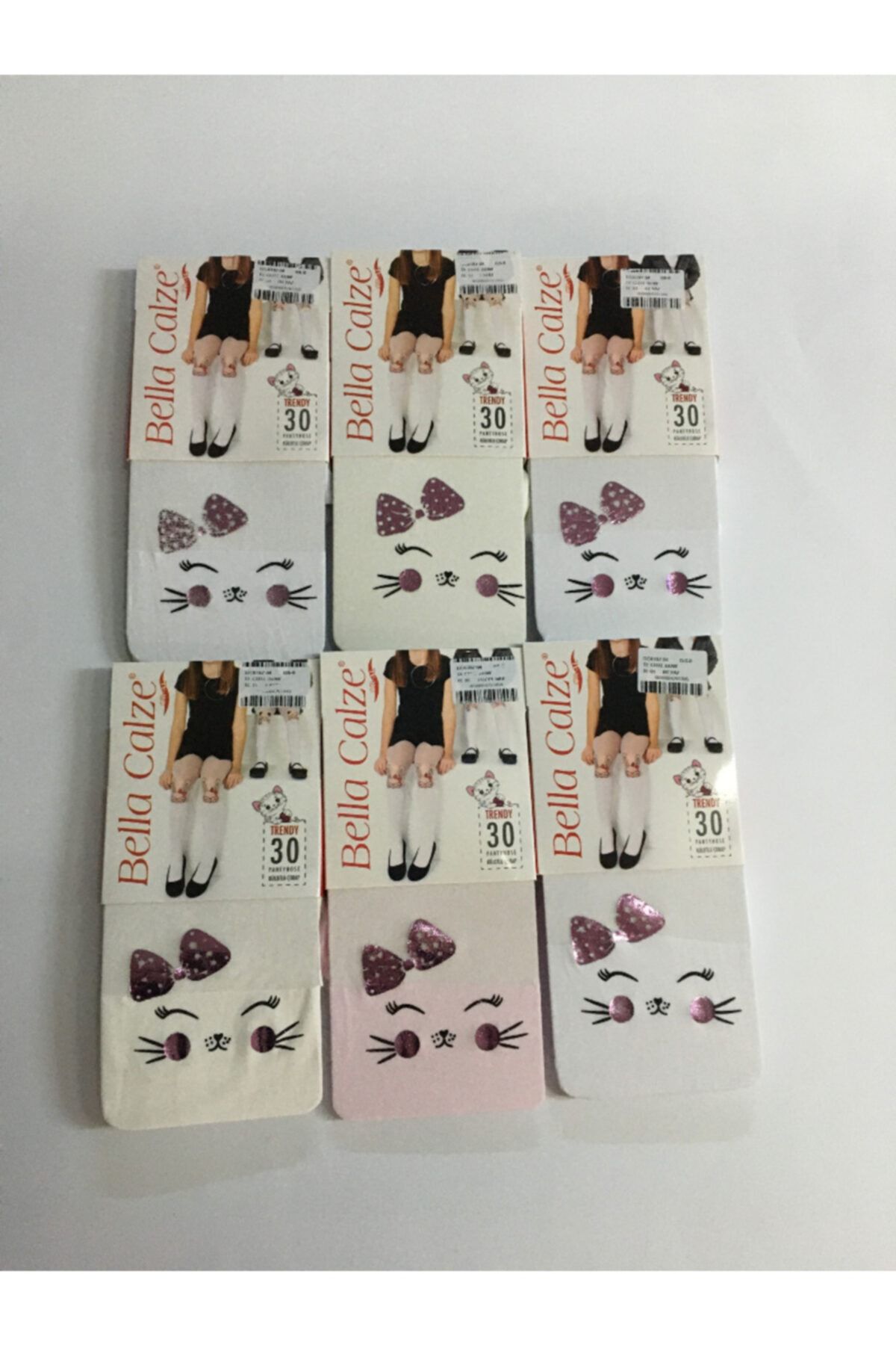 Bella Calze Çocuk Micro 50 Gülümseyen Kedi Desenli 6'lı Külotlu Çorap