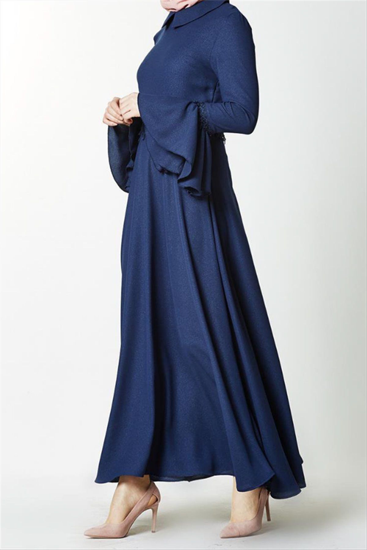 Nihan Kadın Lacivert Abiye Elbise Nihan-Z1179