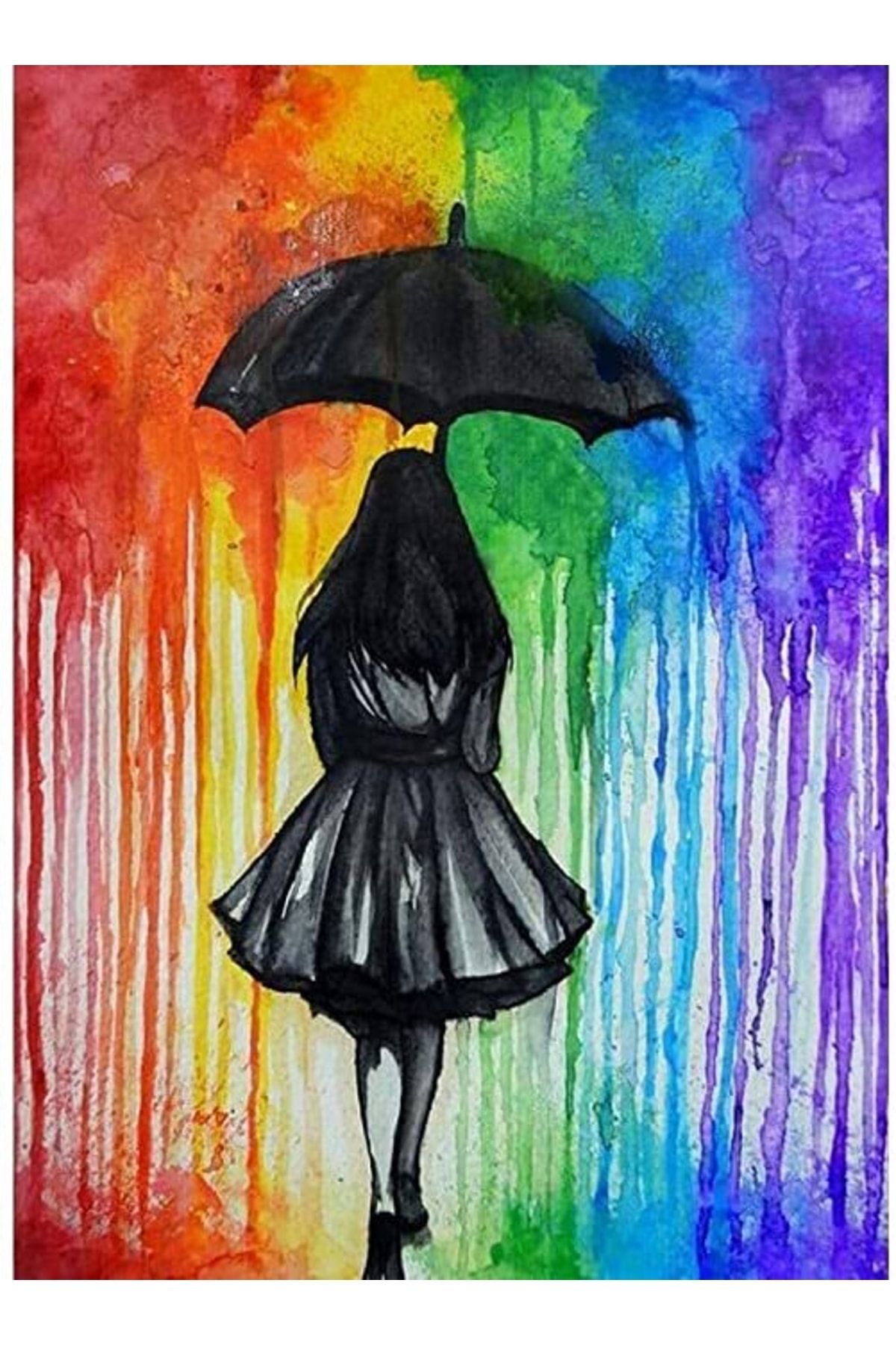 Hobi Tedarik Şemsiyeli Kadın Arka Çerçevesiz 60x75 Sayılarla Boyama Hobi Seti