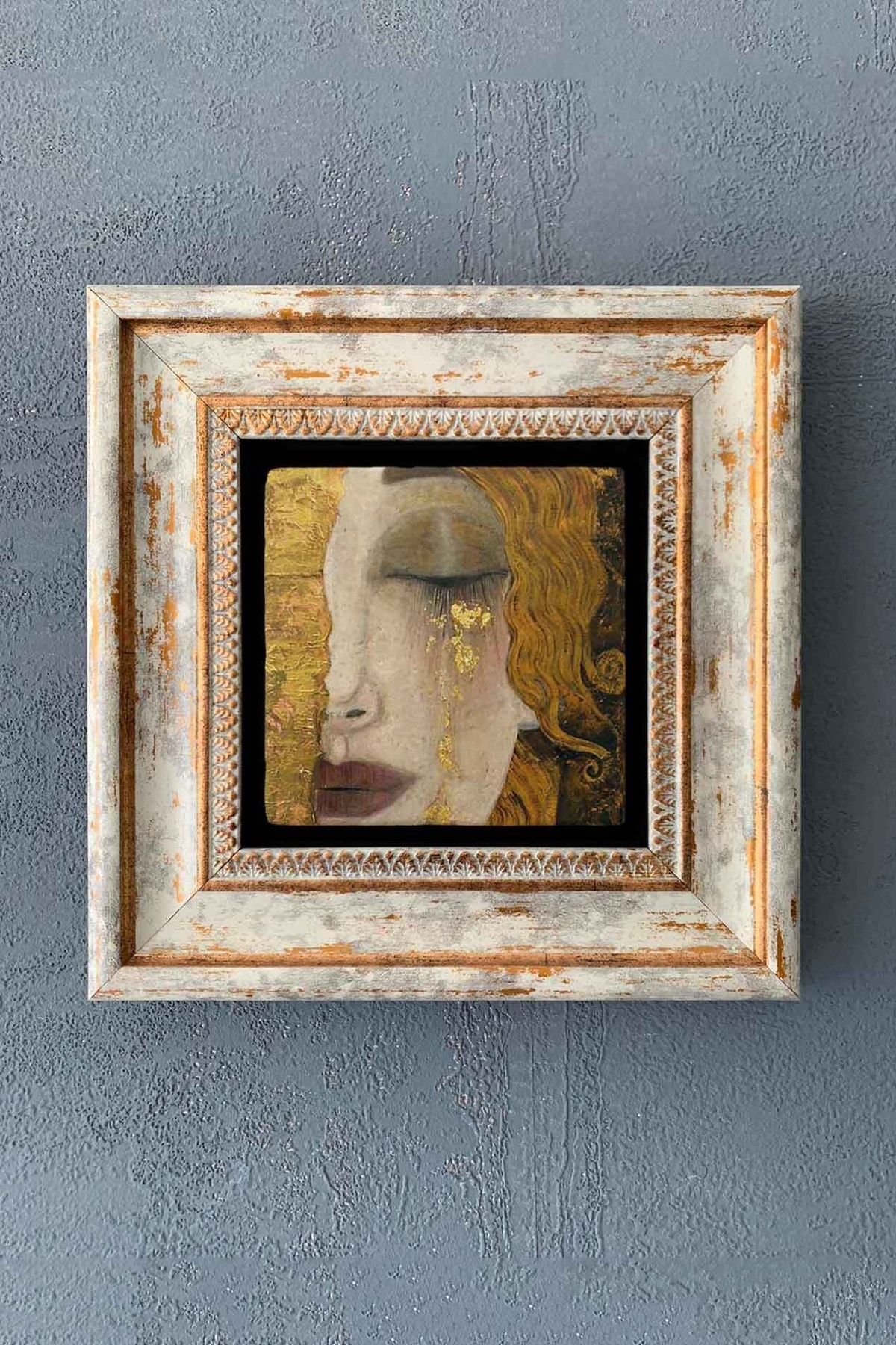 Oscar Stone Decor Gustav Klimt Çerçeveli Taş Tablo 20x20 Cm-wall Decor
