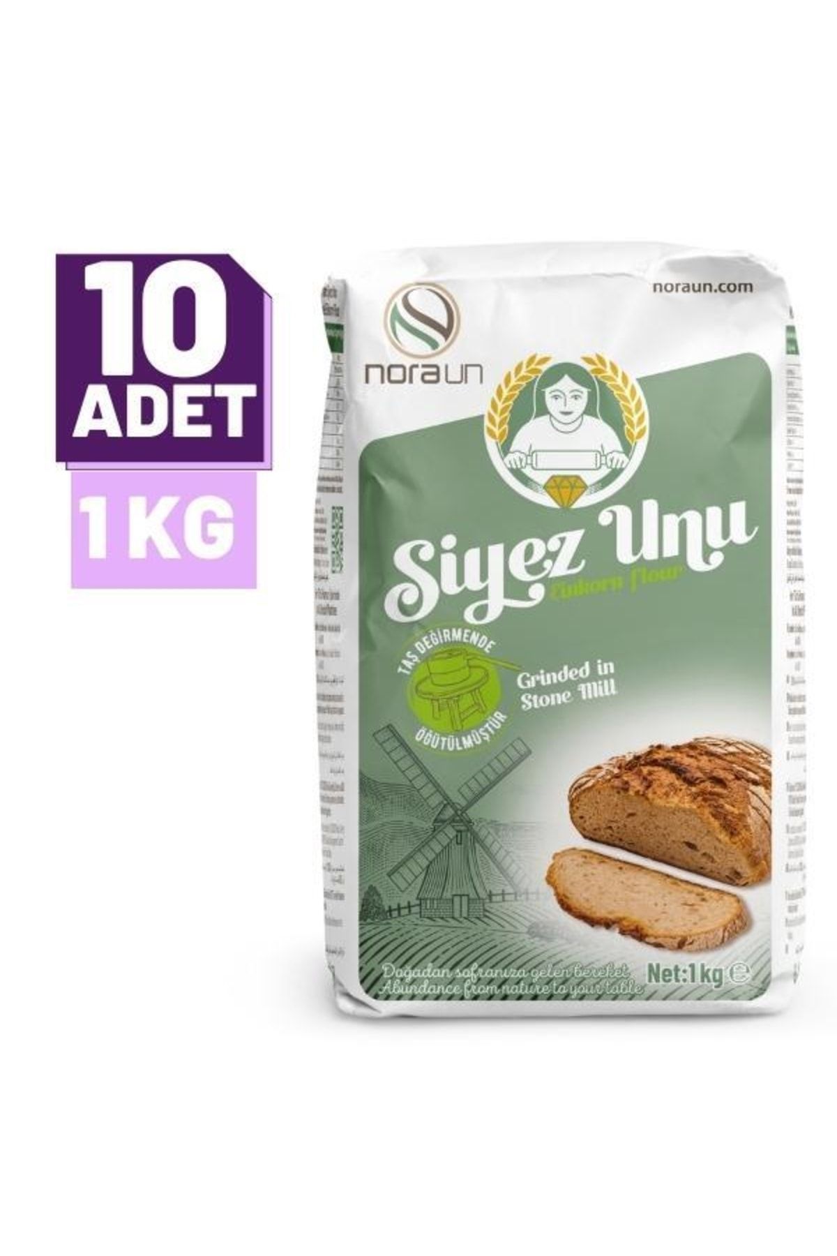 NORA UN Taş Değirmen Siyez Unu 1 Kg 10 Adet (VEGAN)