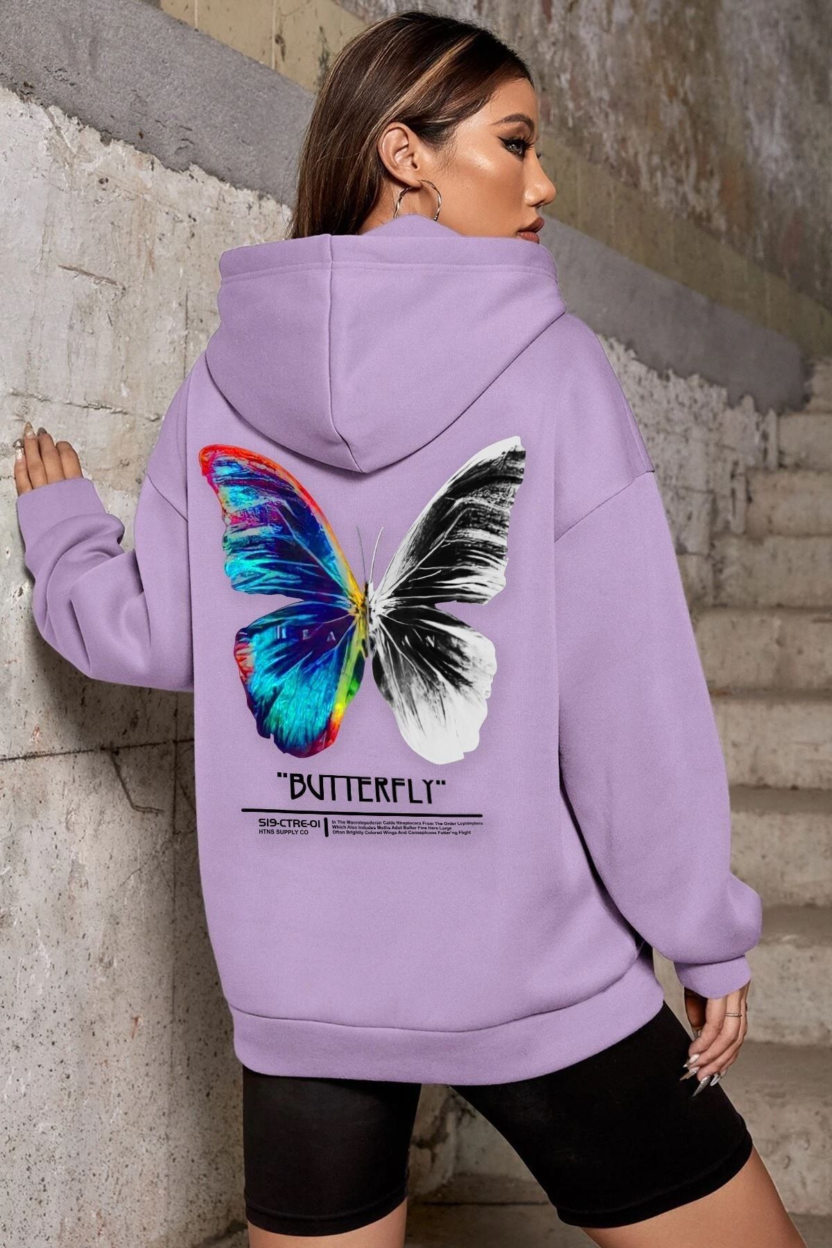 trendypassion Unisex Butterfly Sırt Baskılı Sweatshirt