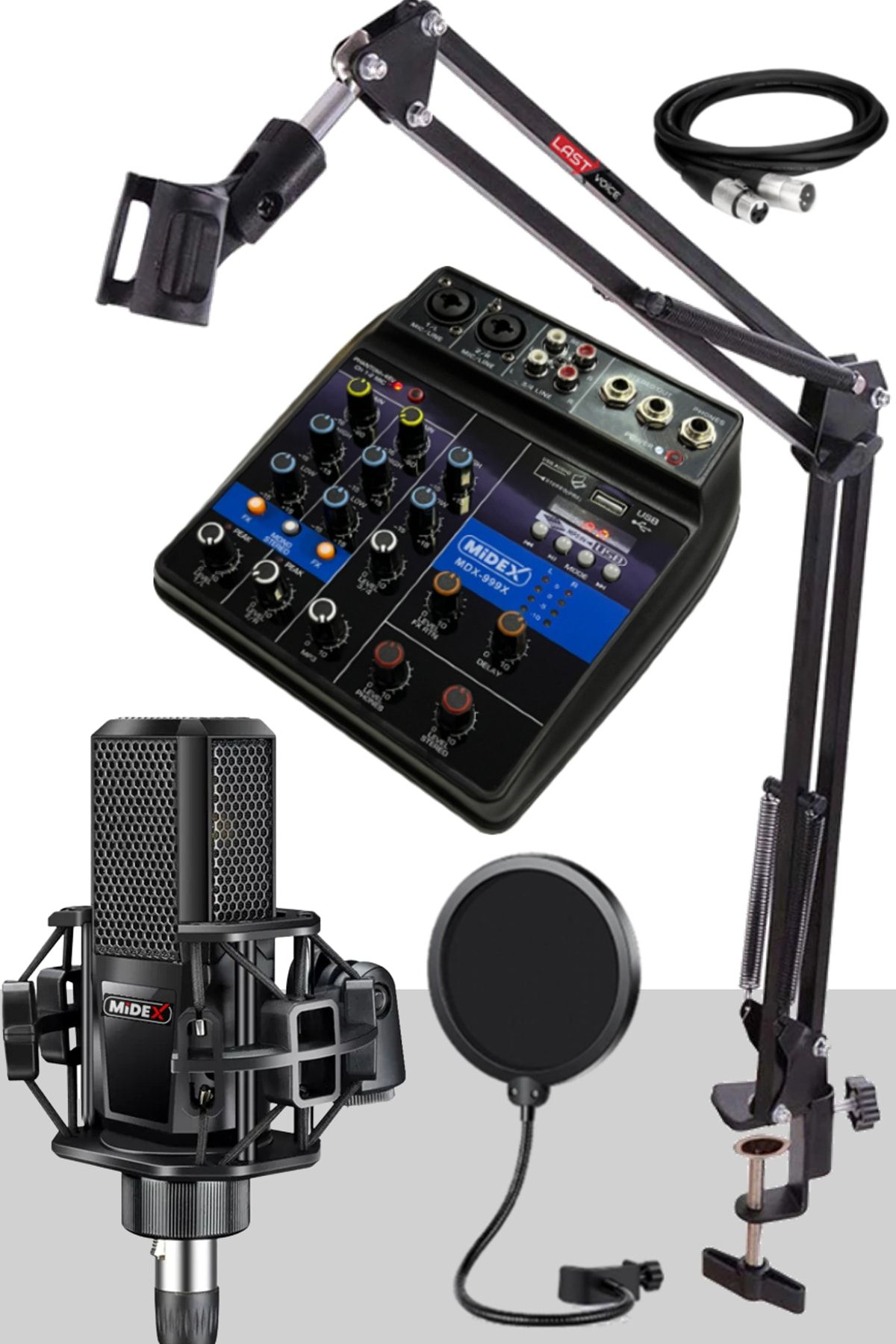 Midex Mx-2020 Solo Mix condenser Mikrofon Ve Kayıt Mixer Seti