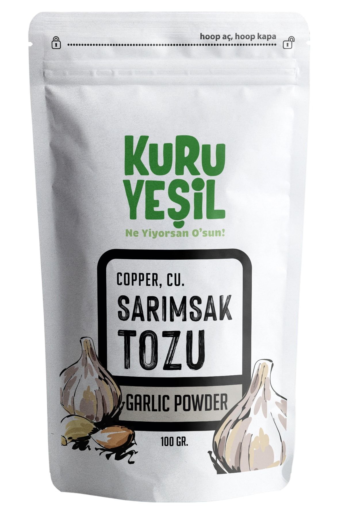 Kuru Yeşil Sarımsak Tozu 100gr, Yerli Ürün, Taş Köprü, Katkısız, Glutensiz, Sebze Tozu