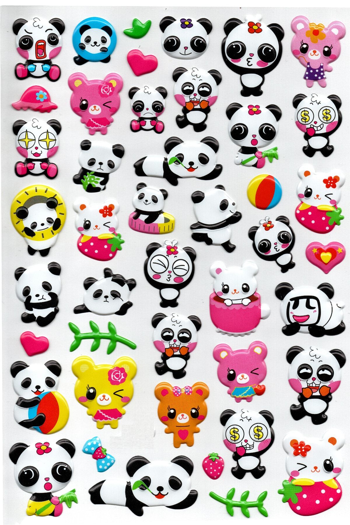 Limmy Sticker Kabartmalı A4 Boyutunda Stiker Defter, Planlayıcı Etiket, -(lim211) - Sevimli Emoji Panda