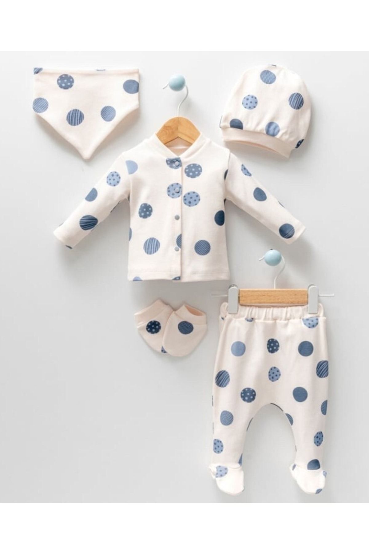 VERONA TARZ Yeni Sezon Kız Erkek Bebek Unisex Desenli Organik Pamuk 5li Hastane Çıkışı Yenidoğan Kıyafeti