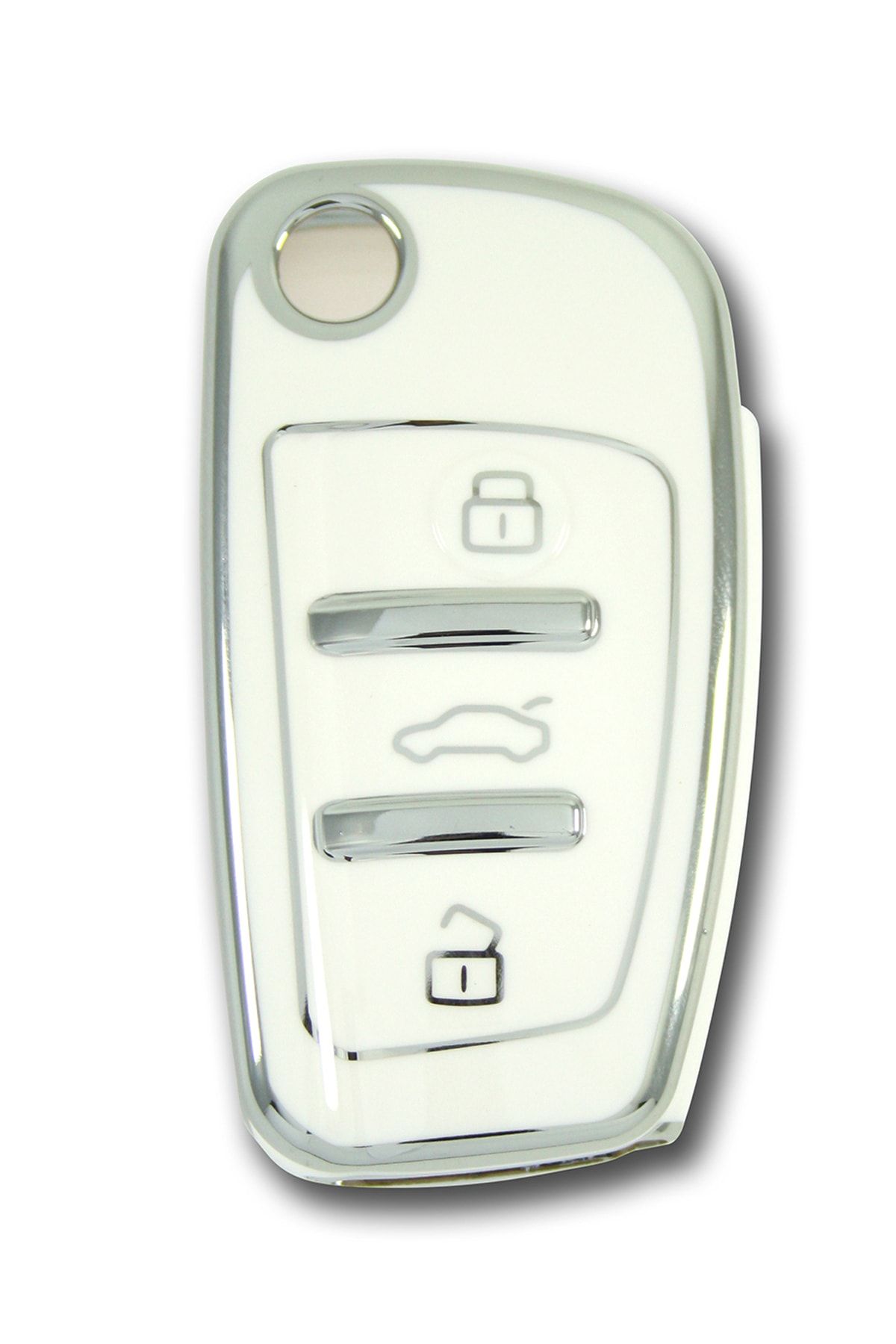 babikamium Audi 2005 A3 A4 Q5 Q7 Sustalı Beyaz-gümüş Oto Anahtar Kumanda Kabı Kılıf Oto Anahtarlık