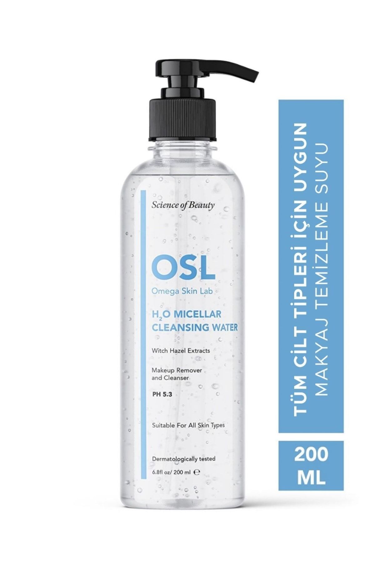 OSL Omega Skin Lab H2o Micellar Cleanser Water 200ml (MAKYAJ VE YÜZ TEMİZLEME SUYU)