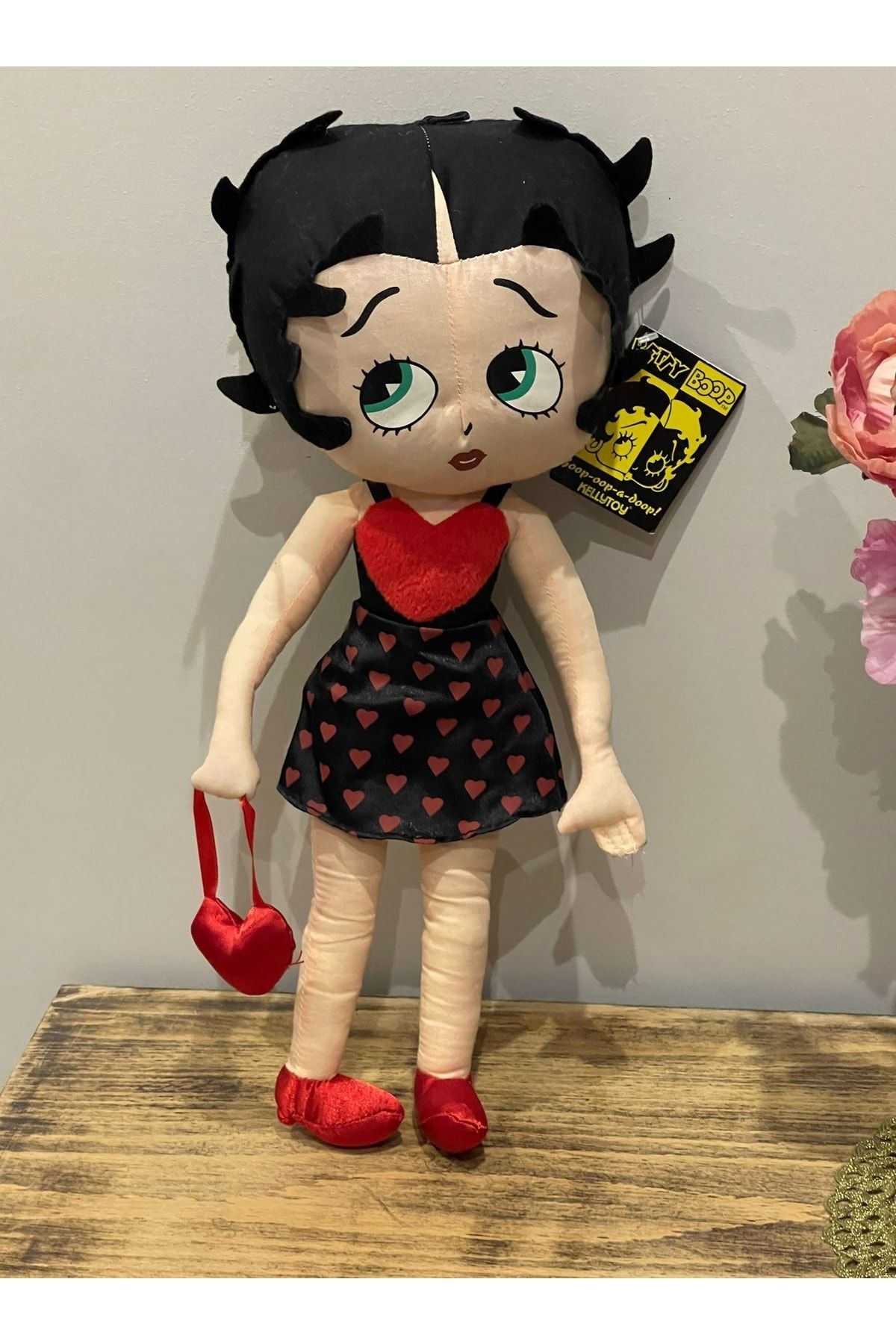 BENİMOLMALI Peluş Betty Boop Oyuncak, Peluş Oyuncak Betty Boop, 38cm, Kalp Giyimli