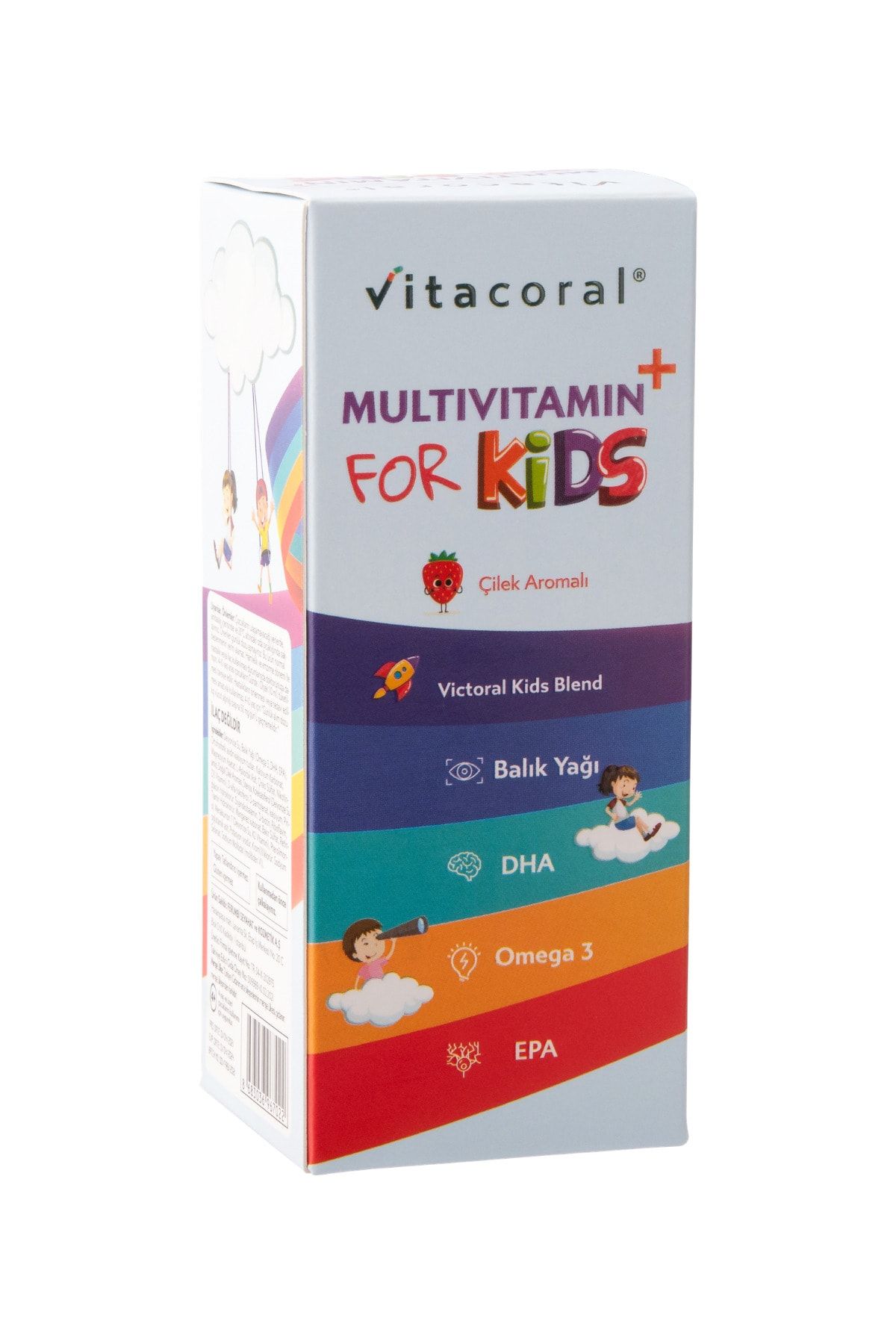 Vitacoral Multivitamin & Fish Oil For Kids Complex 150ml Çilek Aromalı Zihinsel Ve Fiziksel Gelişim Için