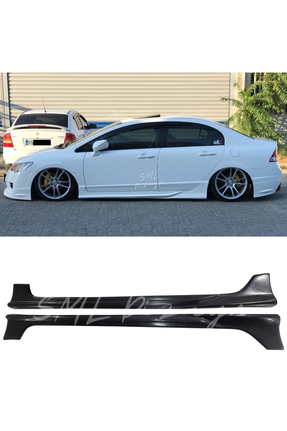 SML Dizayn Honda Civic Fd6 Custom Yan Marşpiyel (PLASTİK) Boyasız Civic Fd6 Yan-marşbiyel-ek