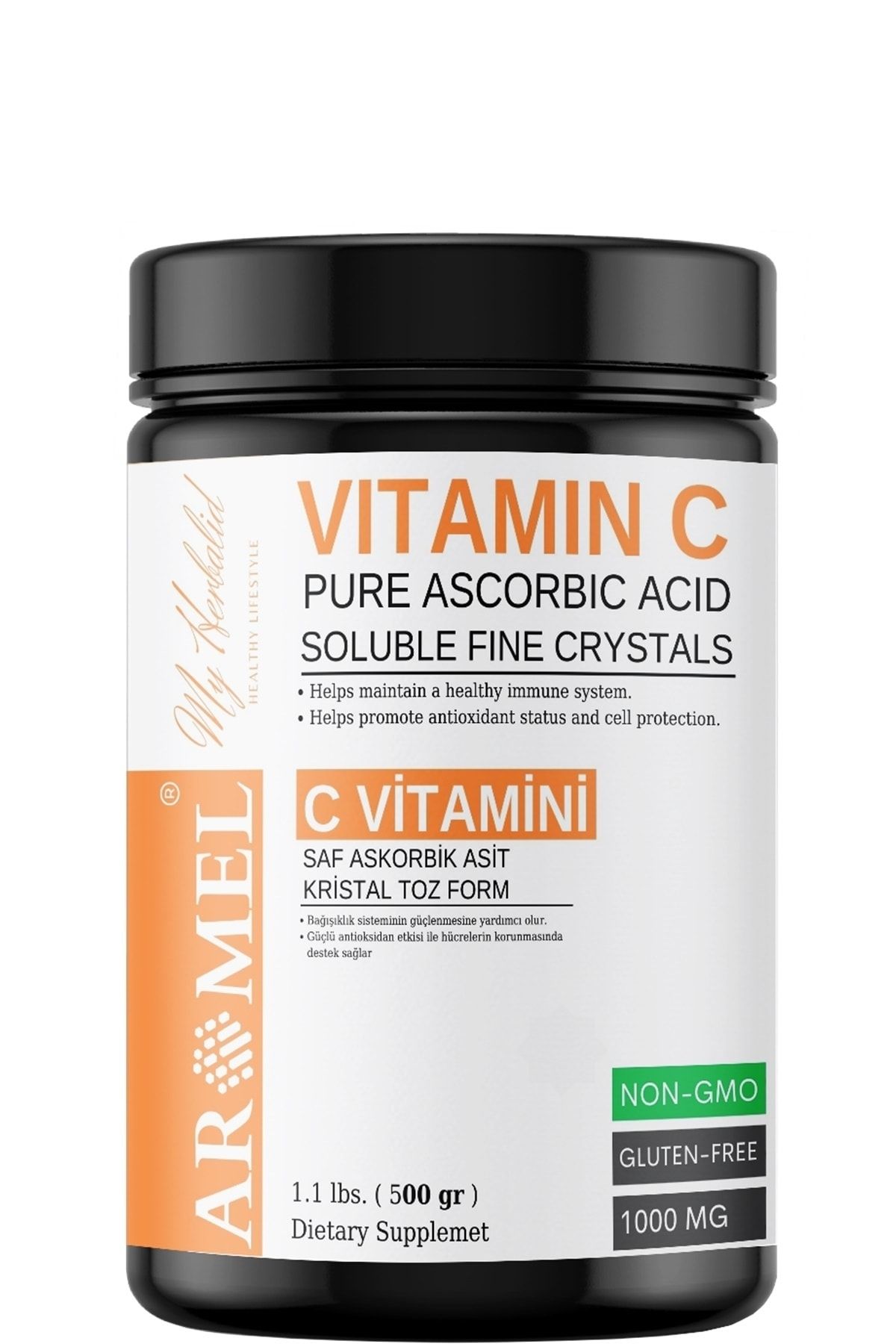 Aromel C Vitamini 500 gr | Askorbik Asit | Avrupa,ekstra Saf | Yenilebilir Toz Form
