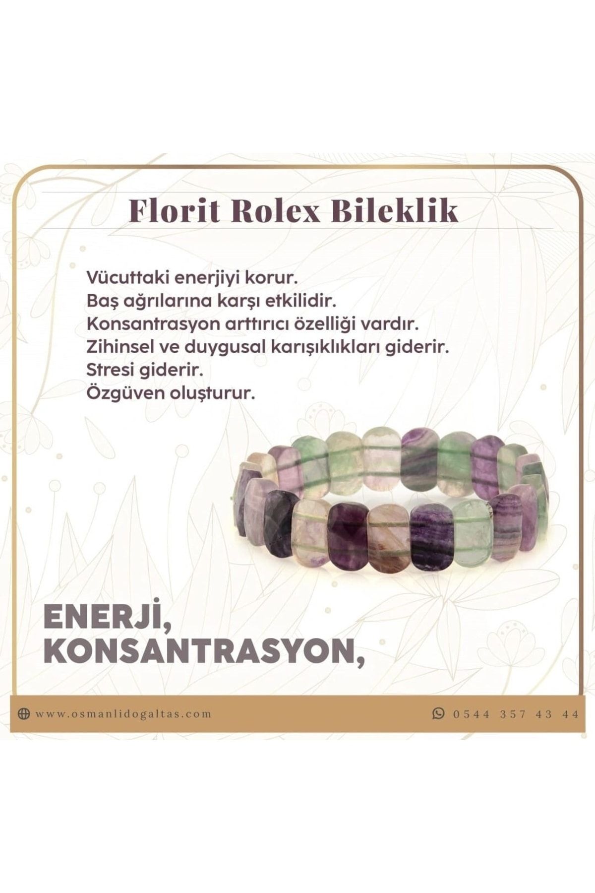 OSMANLI DOĞAL TAŞ Florit Doğal Taş Rolex Bileklik B722