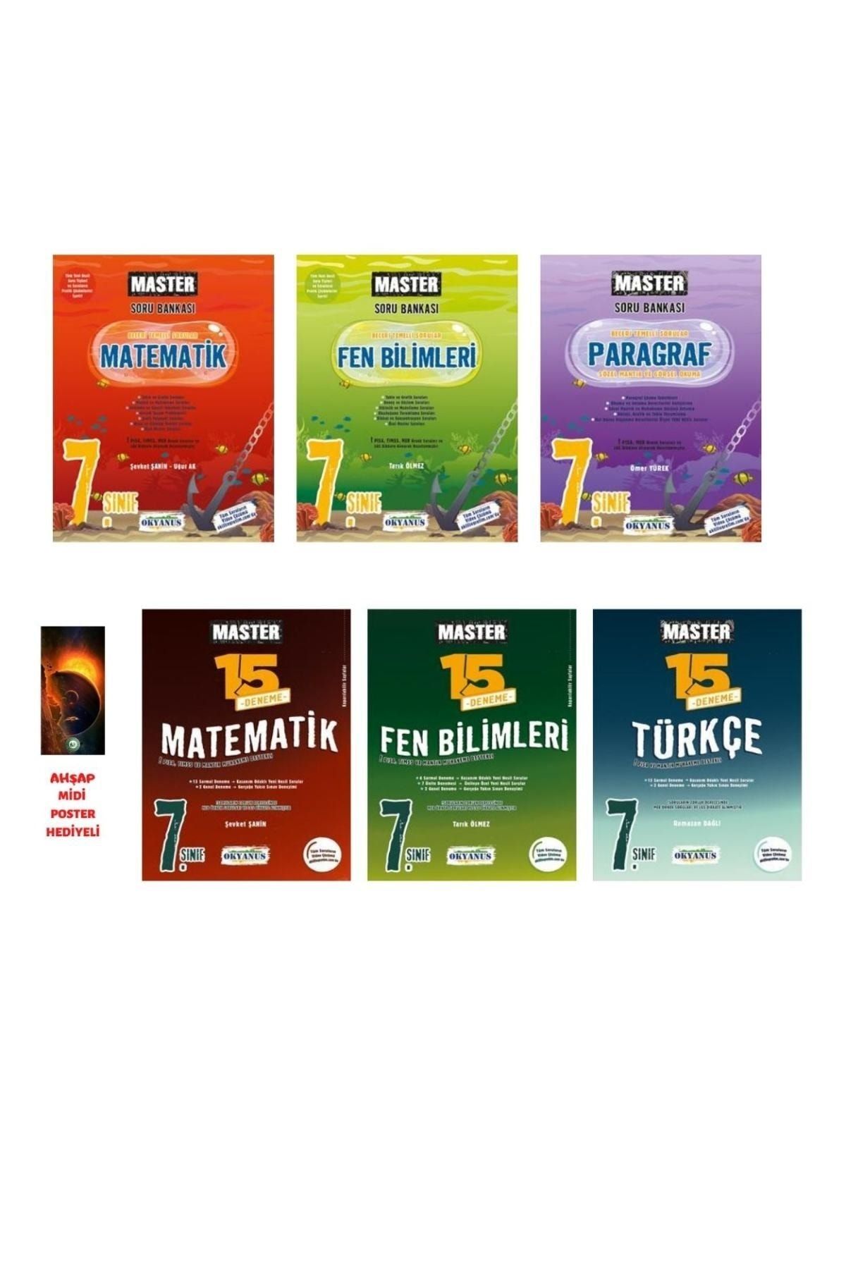 Okyanus Yayınları 7 Sınıf Master Matematik Fen Türkçe Soru Bankası Ve Master Deneme Seti Ahşap Posterli