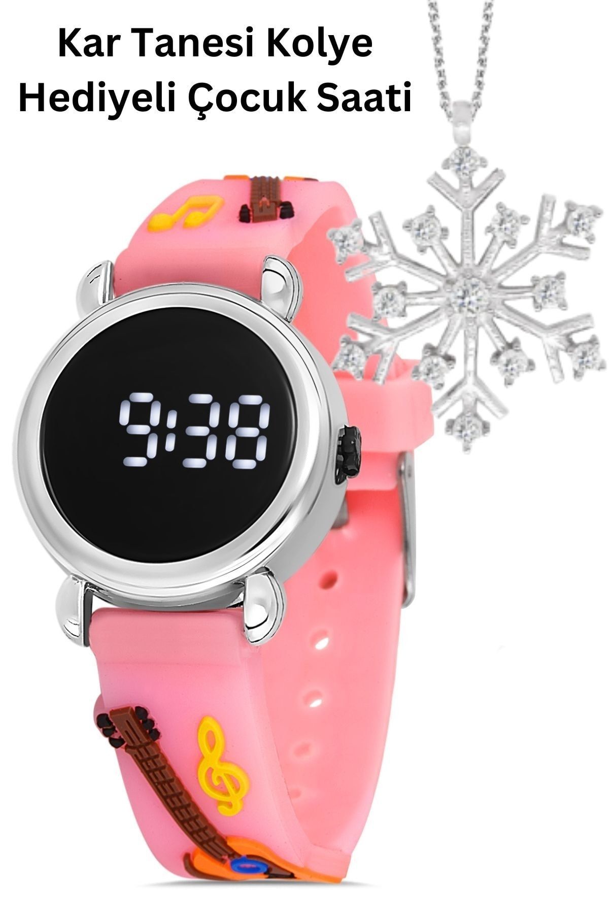 Eylemboutique Kar Tanesi Hediyeli Çocuk Saati Kız Çocuk Kol Saati Akıllı Saat Görünümlü Dijital Led Saat