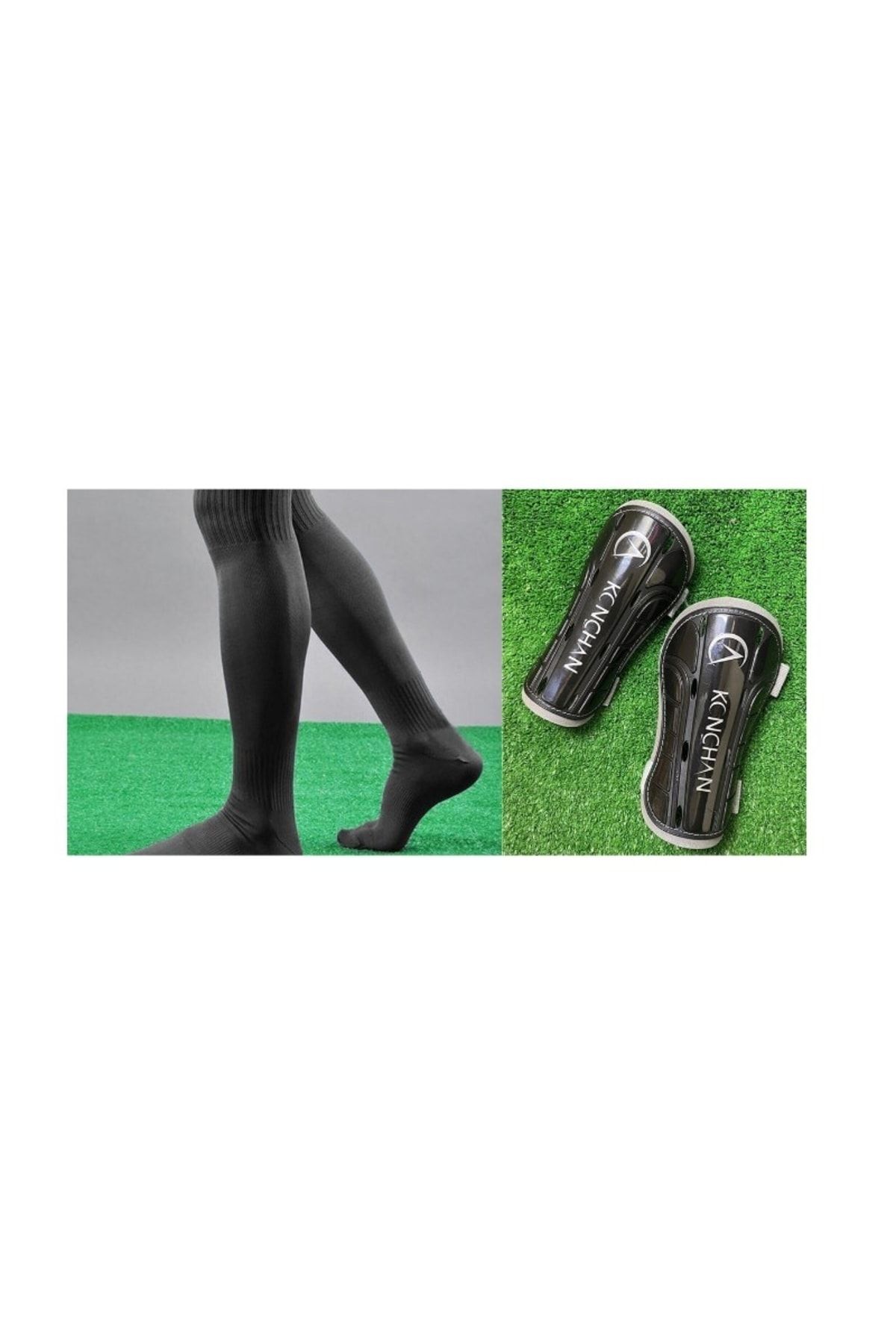 Genel Markalar Çift Cırtlı 2 Adet Futbol Tekmeliği + 2 Adet Futbolcu Tozluk Futbol Maç Set Çorap Ve Tekmelik