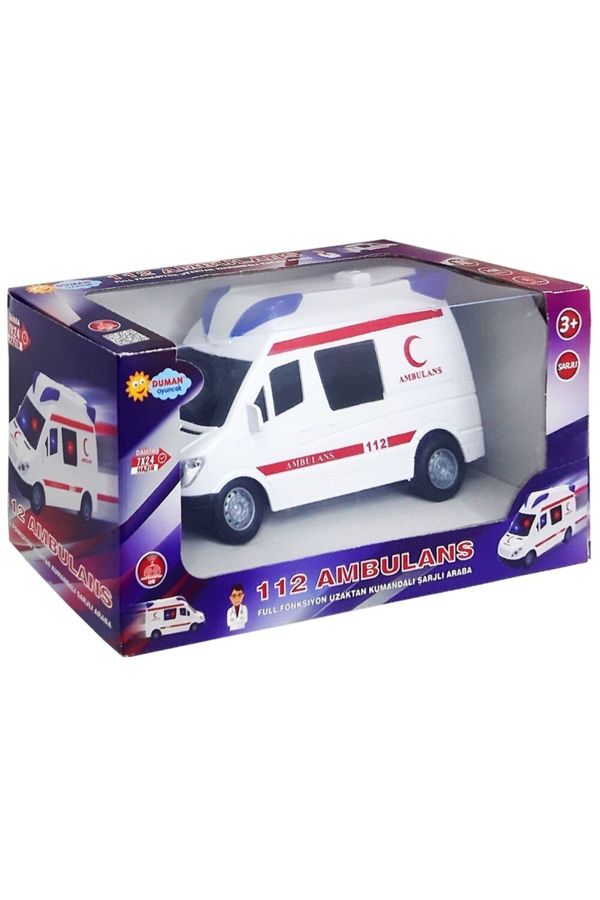 Duman Oyuncak Uzaktan Kumandalı Şarjlı Full Fonksiyonlu Ambulans 20 Cm Dmn345-242