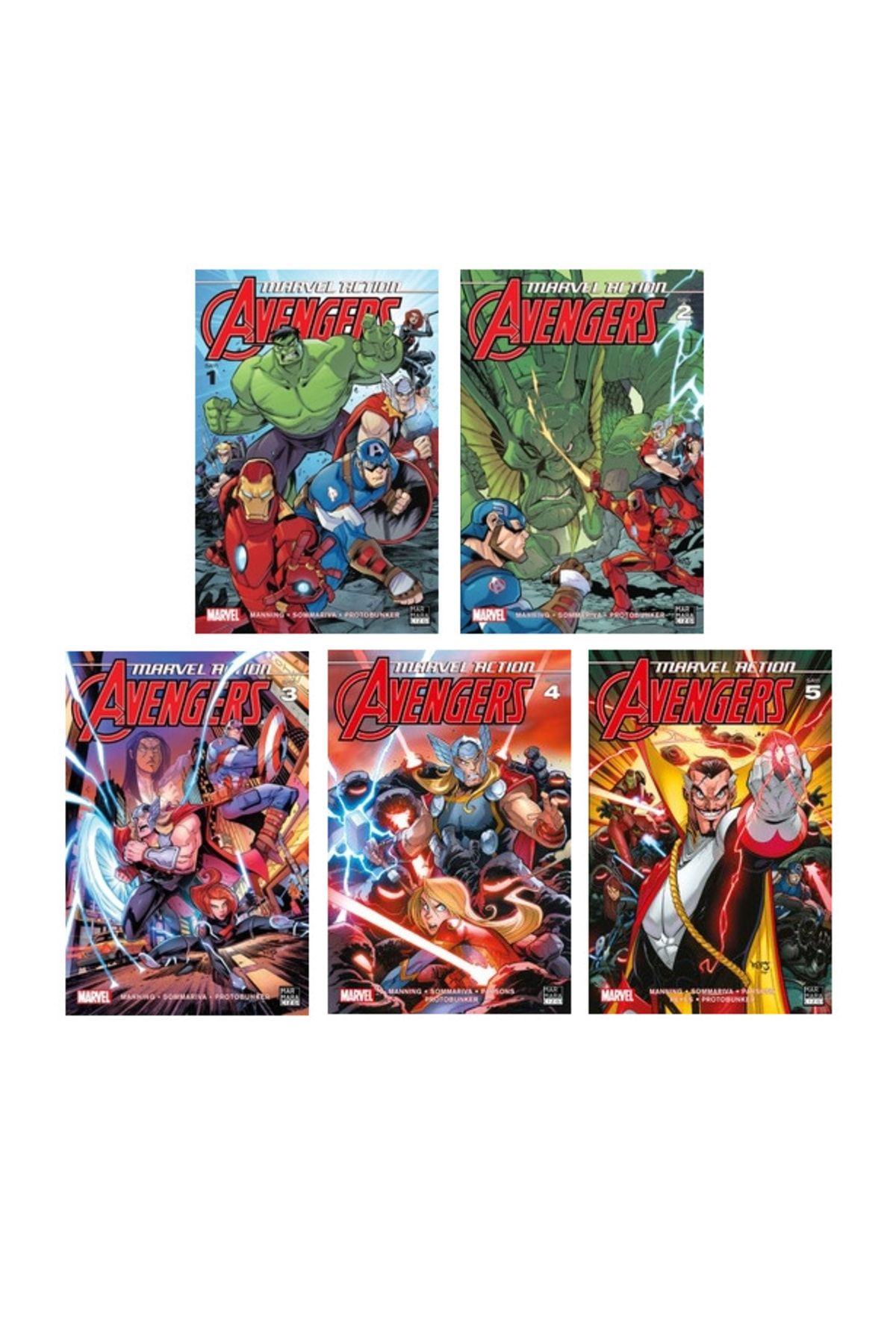 Marmara Çizgi Marvel Action Avengers 5'li Çizgi Roman Seti