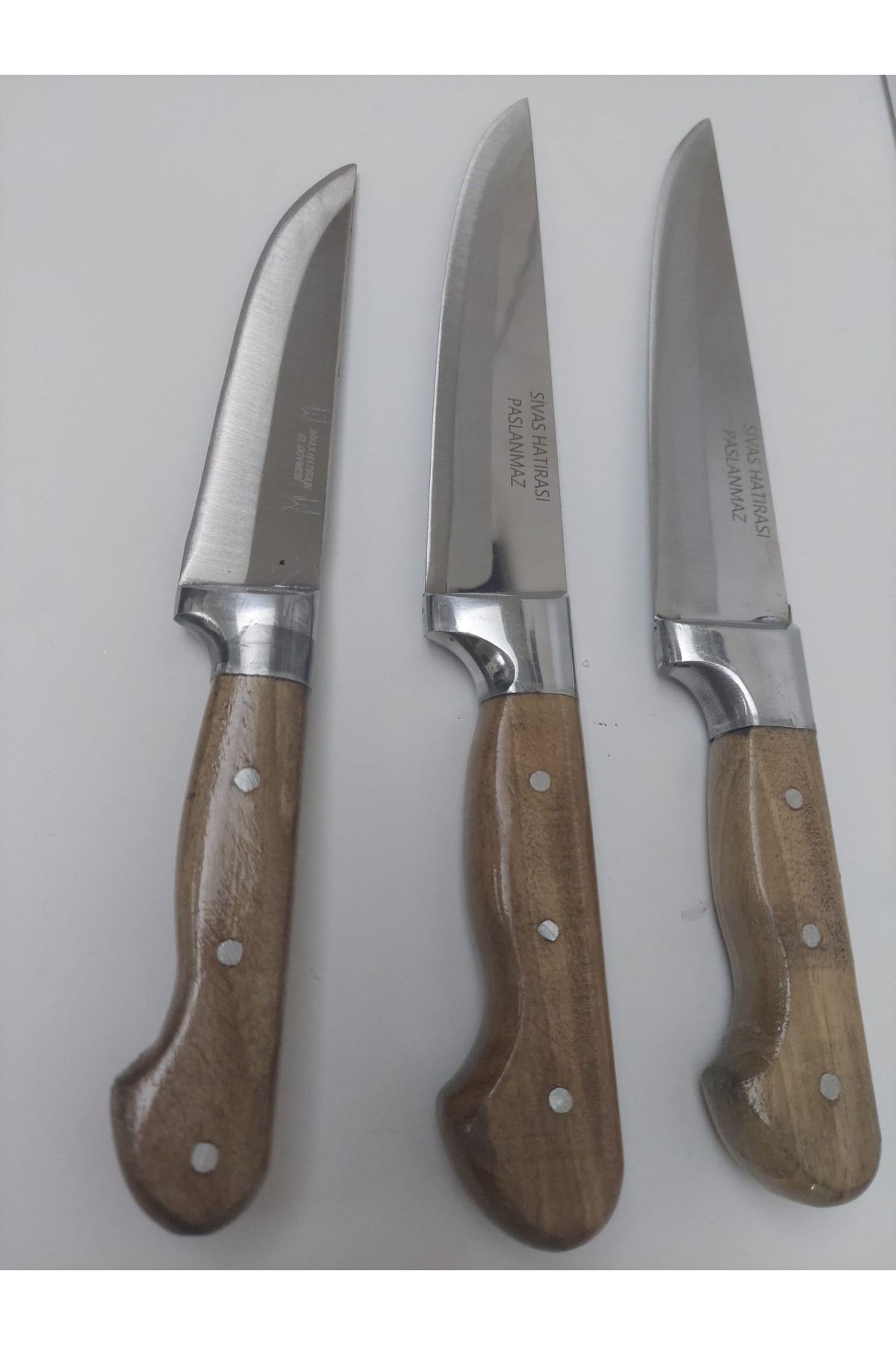 sivasbıçaklari El Yapımı Dövme Sivas Kasap Bıçağı Set -25-30-32 Cm