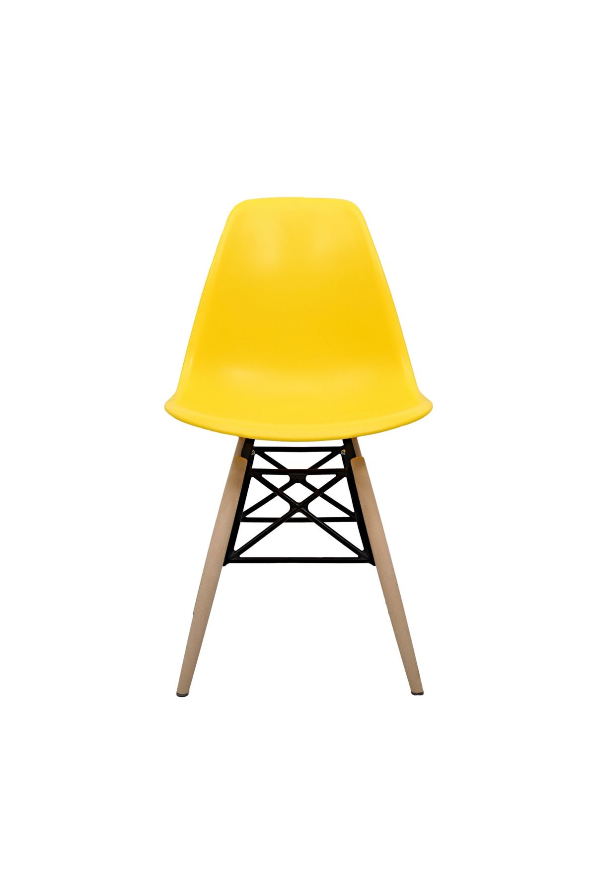 Dorcia Home Sarı Eames Plastik Kafesli Sandalye - Cafe Balkon Mutfak Sandalyesi
