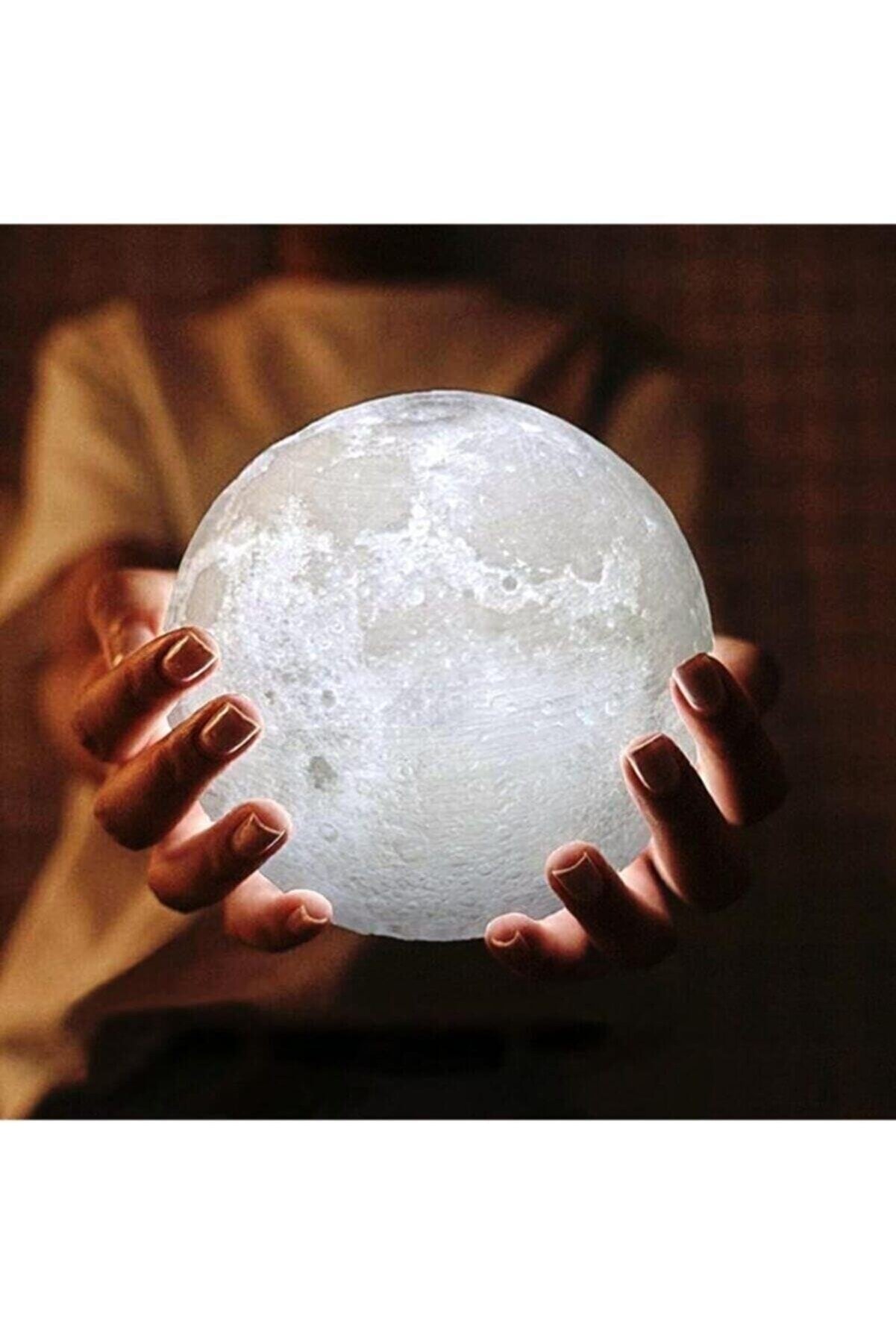 MUDOS Moon Light - Şarjlı Uzaktan Kumandalı 3d Ay Gece Ve Masa Lambası 13 Cm Çapında