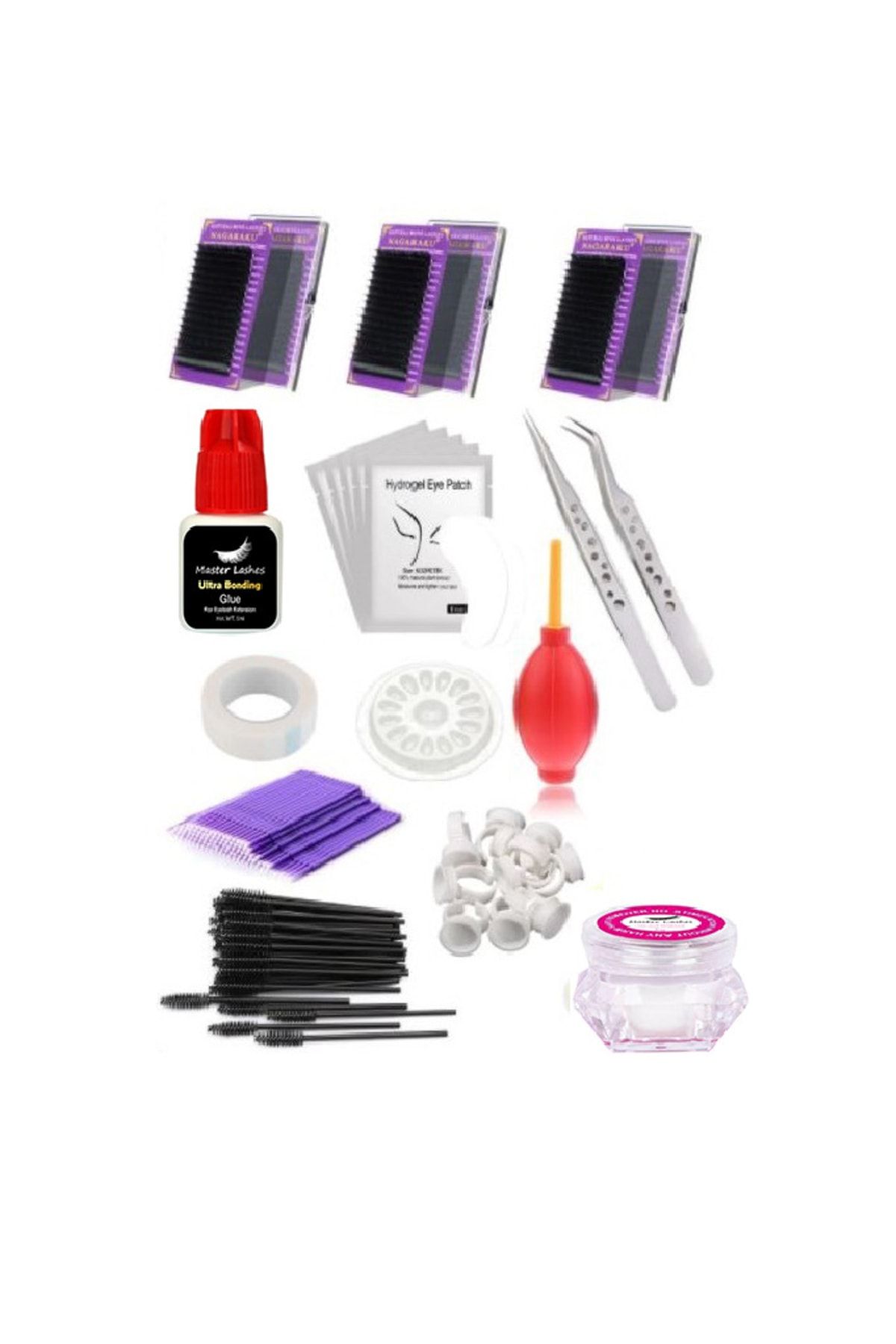 Master Lashes Ipek Kirpik Başlangıç Eğitim Seti 3 Kirpikli