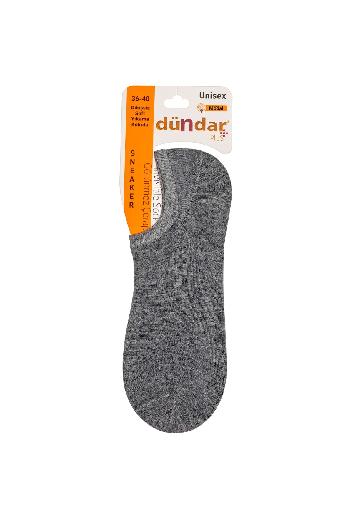 Dündar Unisex Gri Modal 6'lı Dikişsiz Sneaker Çorap