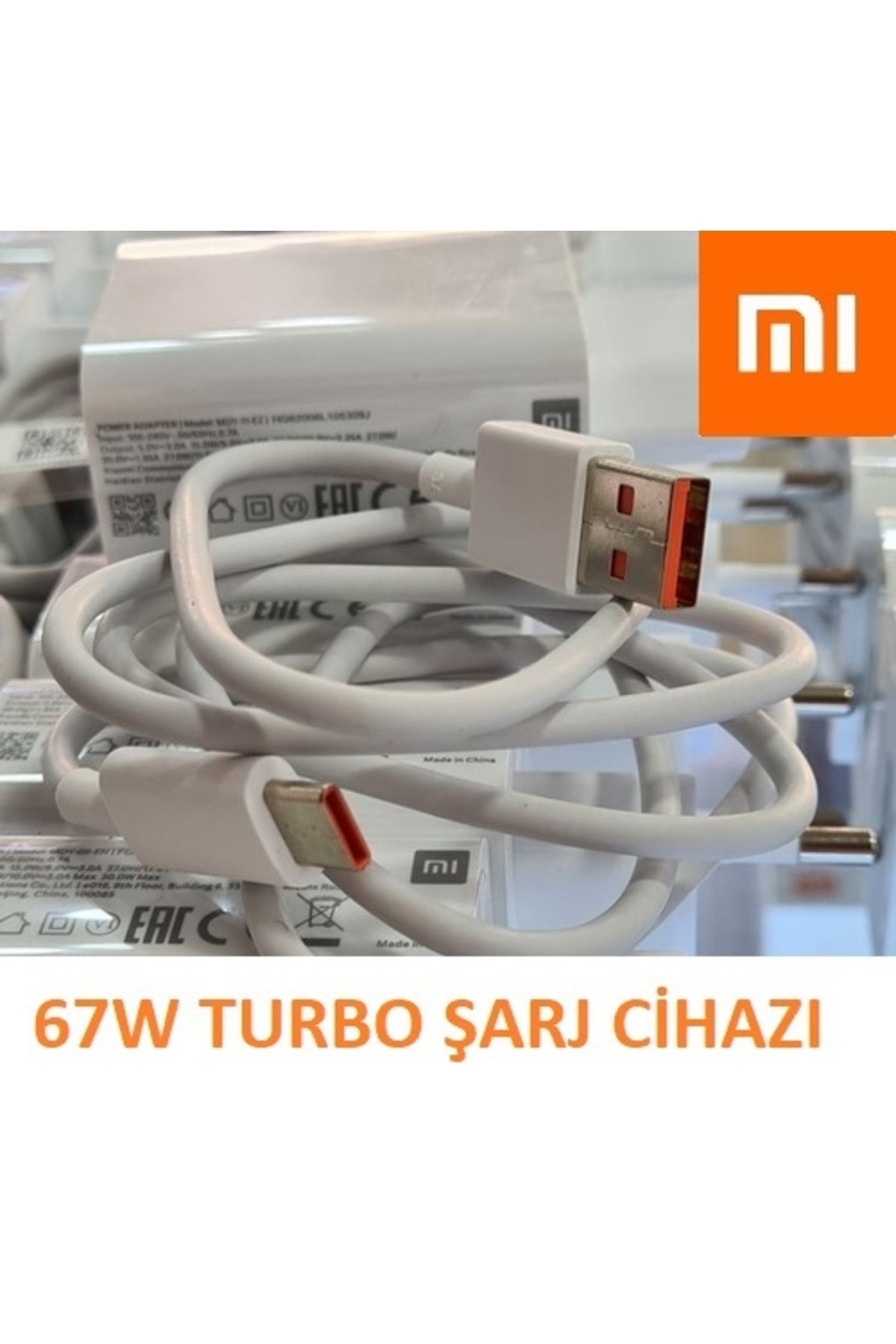 Day Xiaomi Mi 11 Pro 67 Watt Orjinal Turbo Şarj Cihazı Redmi Mi 6a Type-c Data Kablo + Myd-12-eh