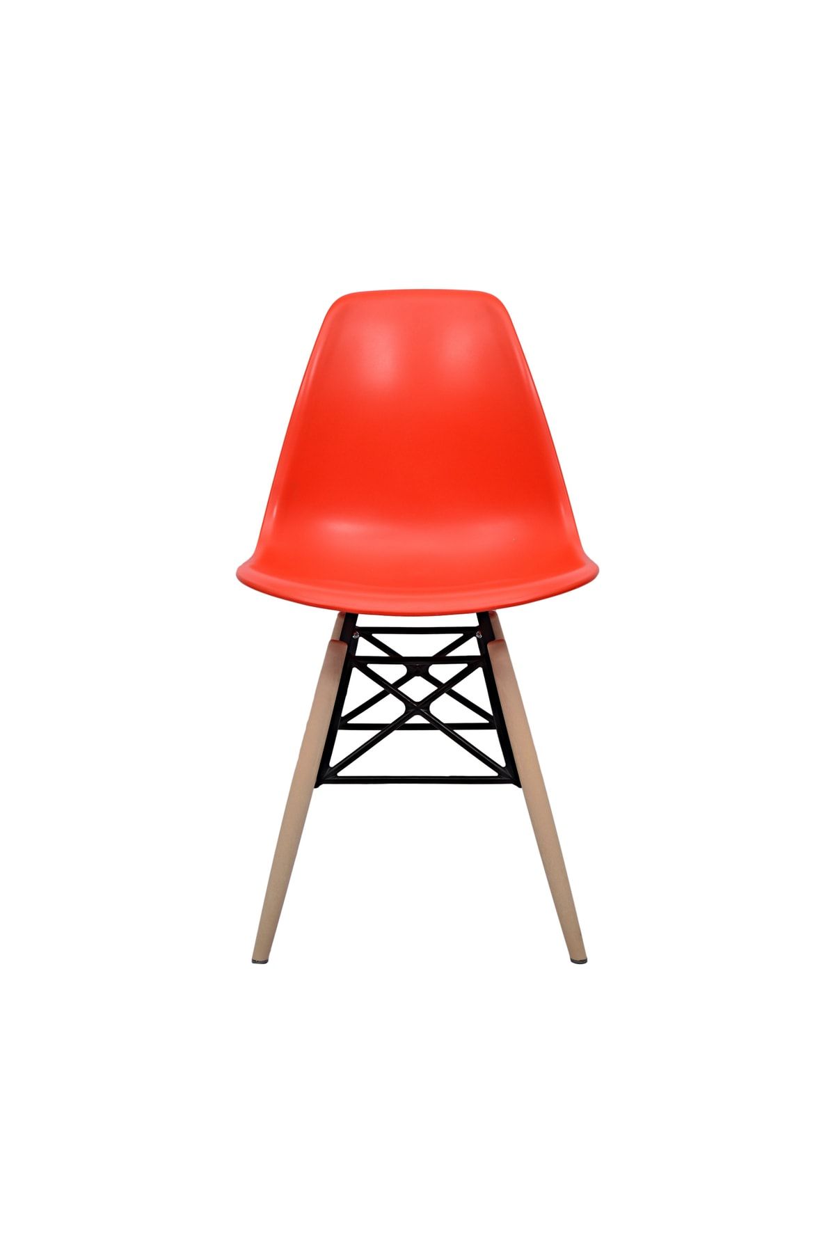 Dorcia Home Kırmızı Eames Plastik Kafesli Sandalye - Cafe Balkon Mutfak Sandalyesi