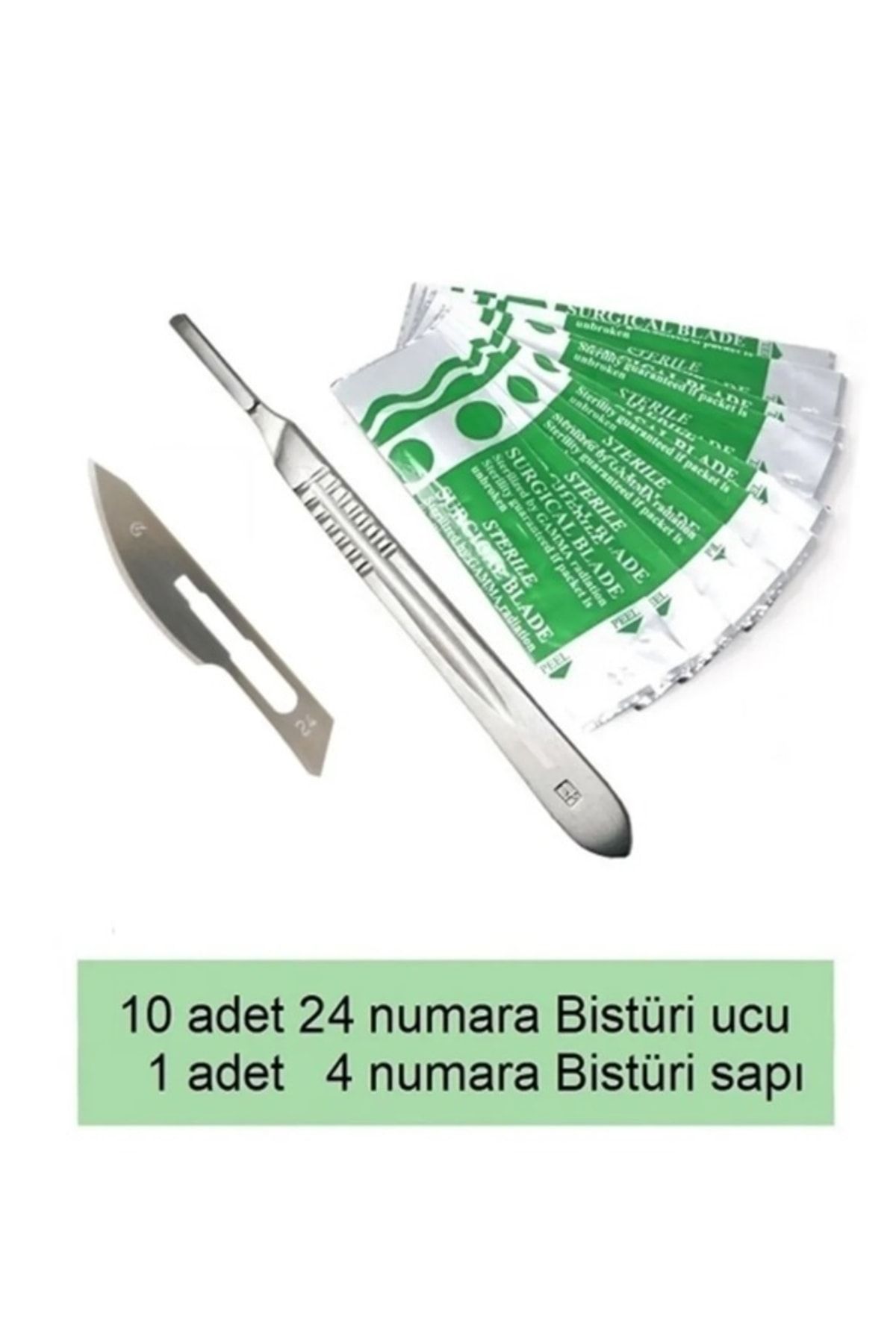 Anadolu-Vet Bistüri Neşter Sapı No:4 (10 Adet 24 Numara Bistüri Ucu Ile Birlikte )