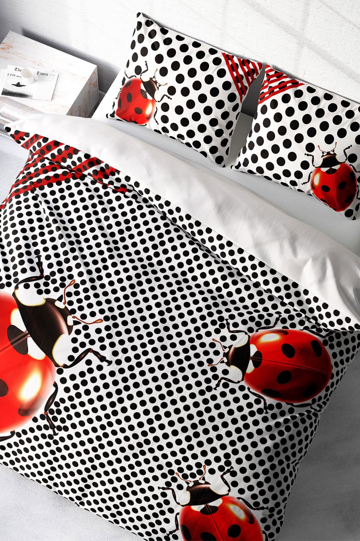 Monohome Ladybug Naturel Çift Kişilik Nevresim Takımı