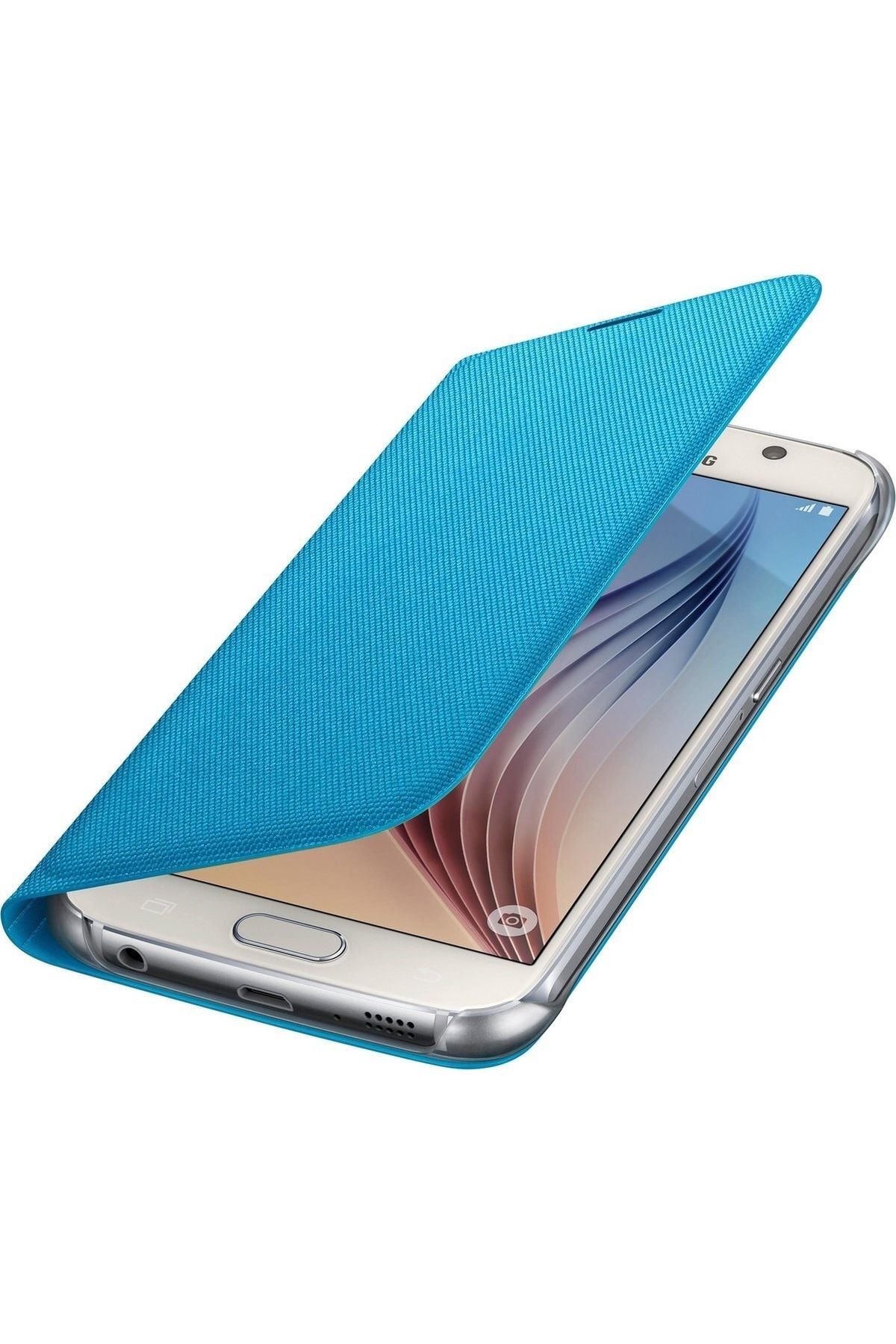 Samsung S6 Kartlıklı Kılıf Tekstil Mavi Ef-wg920blegww