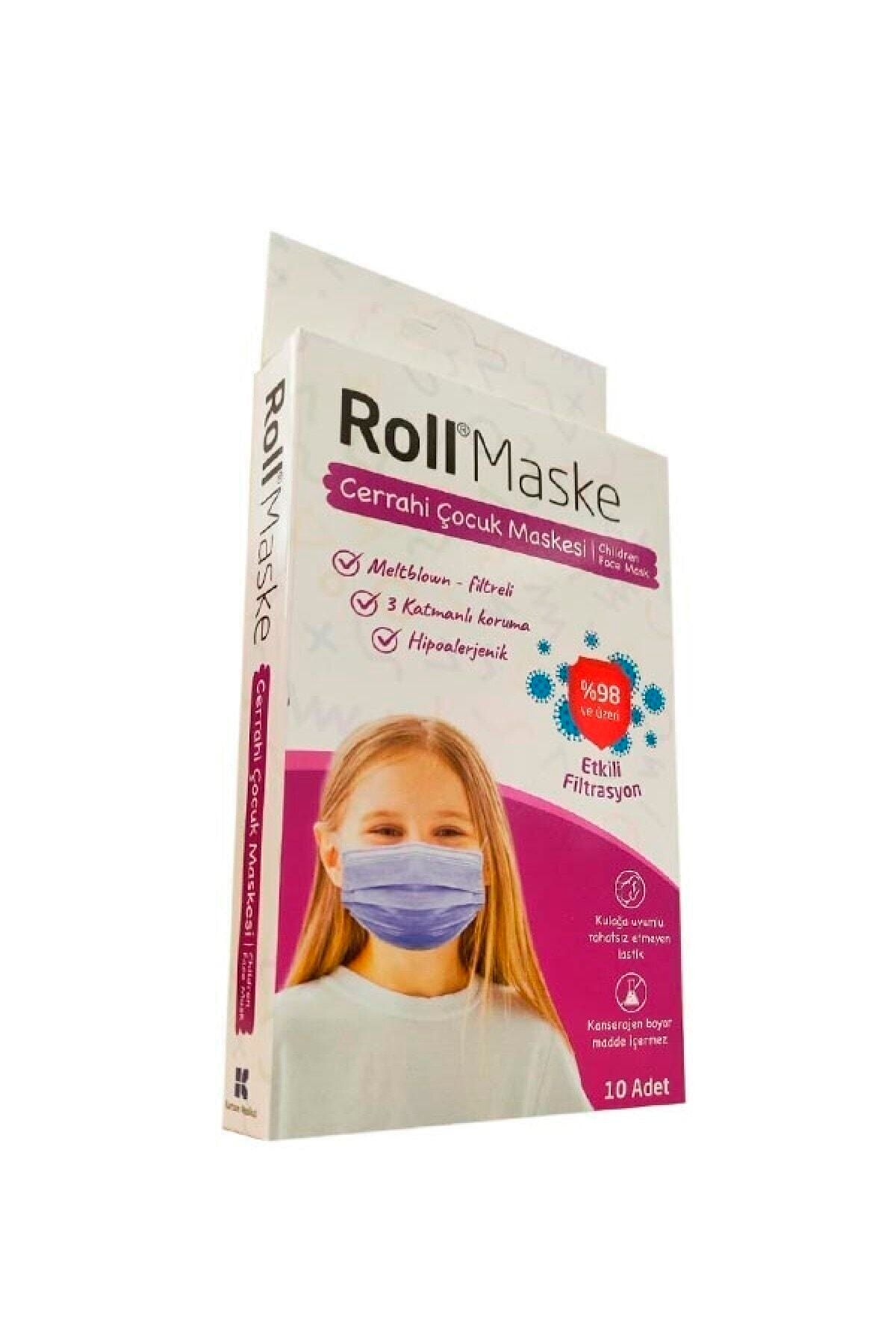 Roll Kız Çocuk Maskesi 1 Kutu 10'lu
