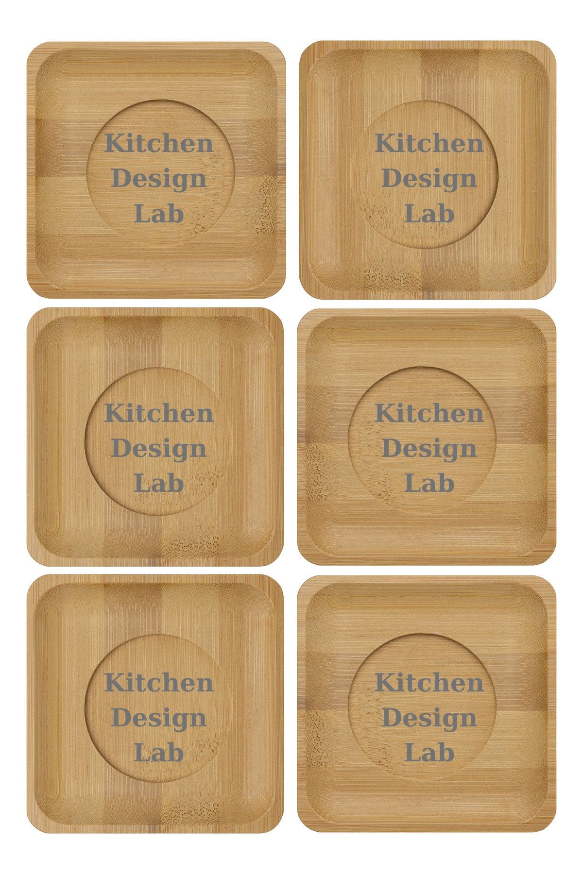 Kitchen Design Lab 6 Adet Bambu Çay Tabağı Altlığı Kare - Fincan Altlığı