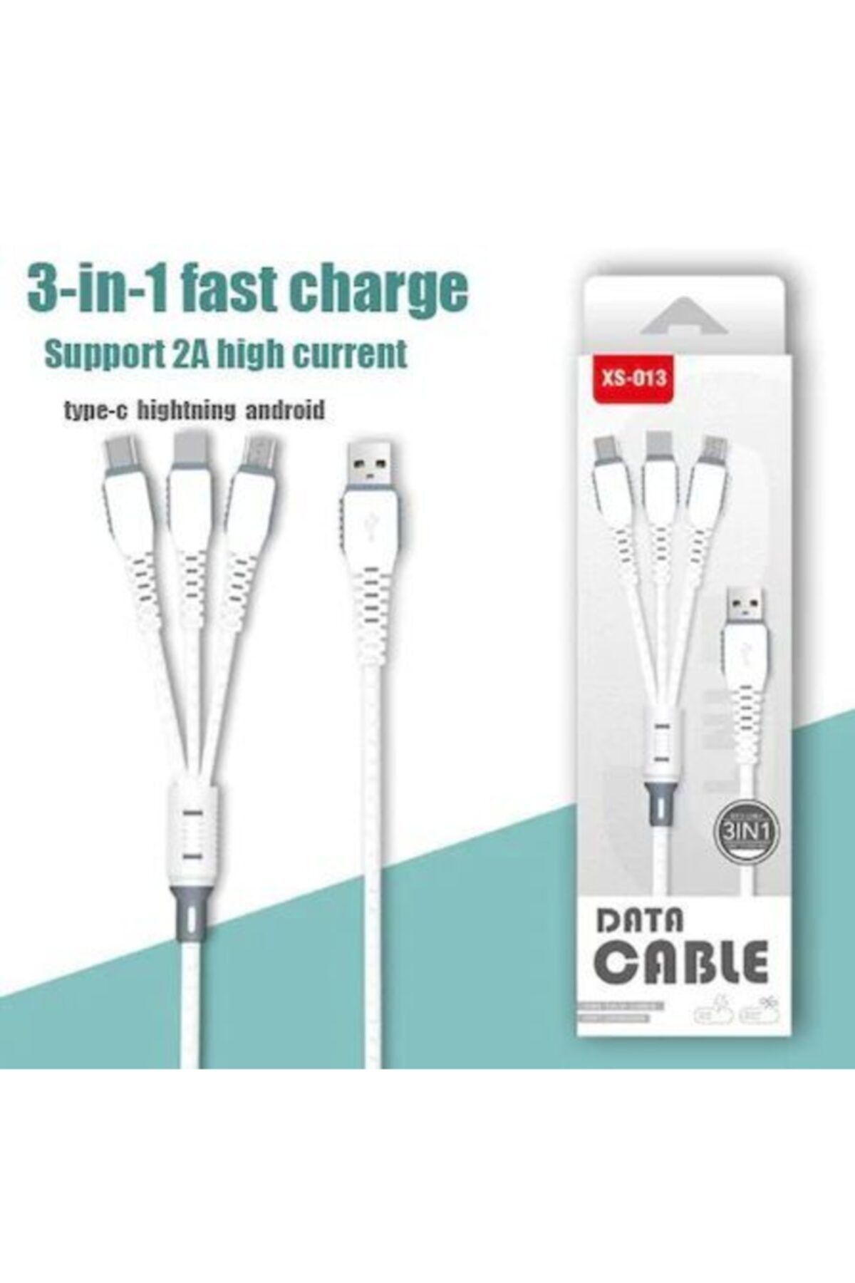 BLUE İNTER Data Cable Xs-013 Çoklu Sarj Kablosu 3 Uçlu Iphone,samsung,type-c Uyumlu Çoklu Şarj Kablo