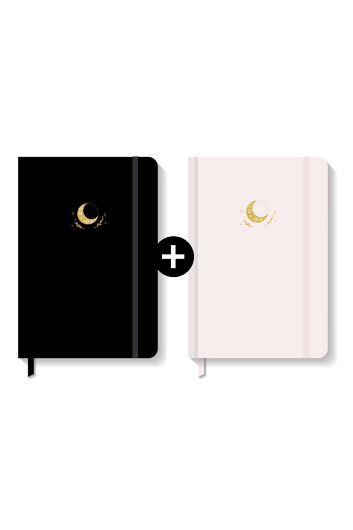 AKILLICA Notebook Lastikli Sert Kapak Noktalı Defter Seti 13x21 Cm Hardcover Notebook Black+powder Color