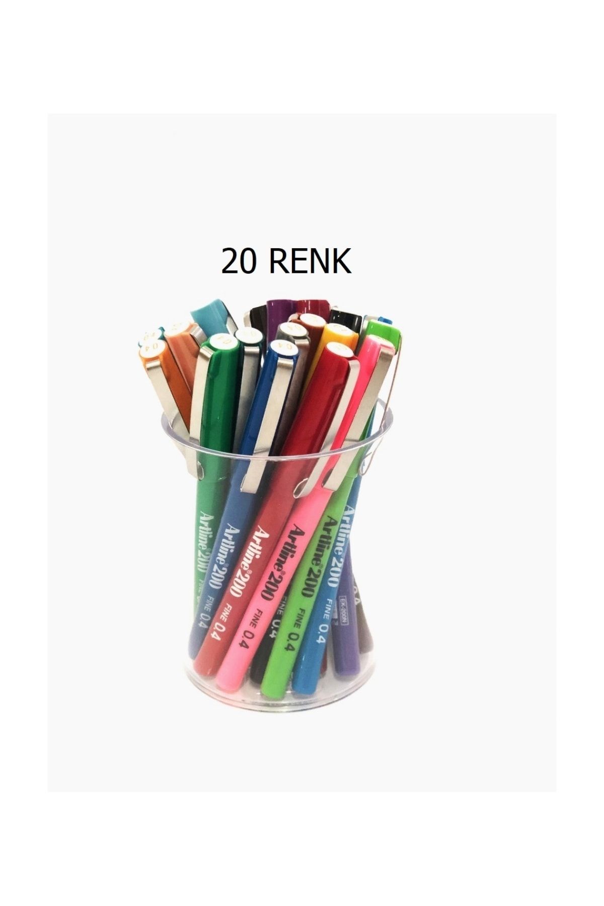 artline 200 Fineliner 0.4 Mm Ince Uçlu Yazı Ve Çizim Kalemi 20 Renk Kristal Kalemlikli Set
