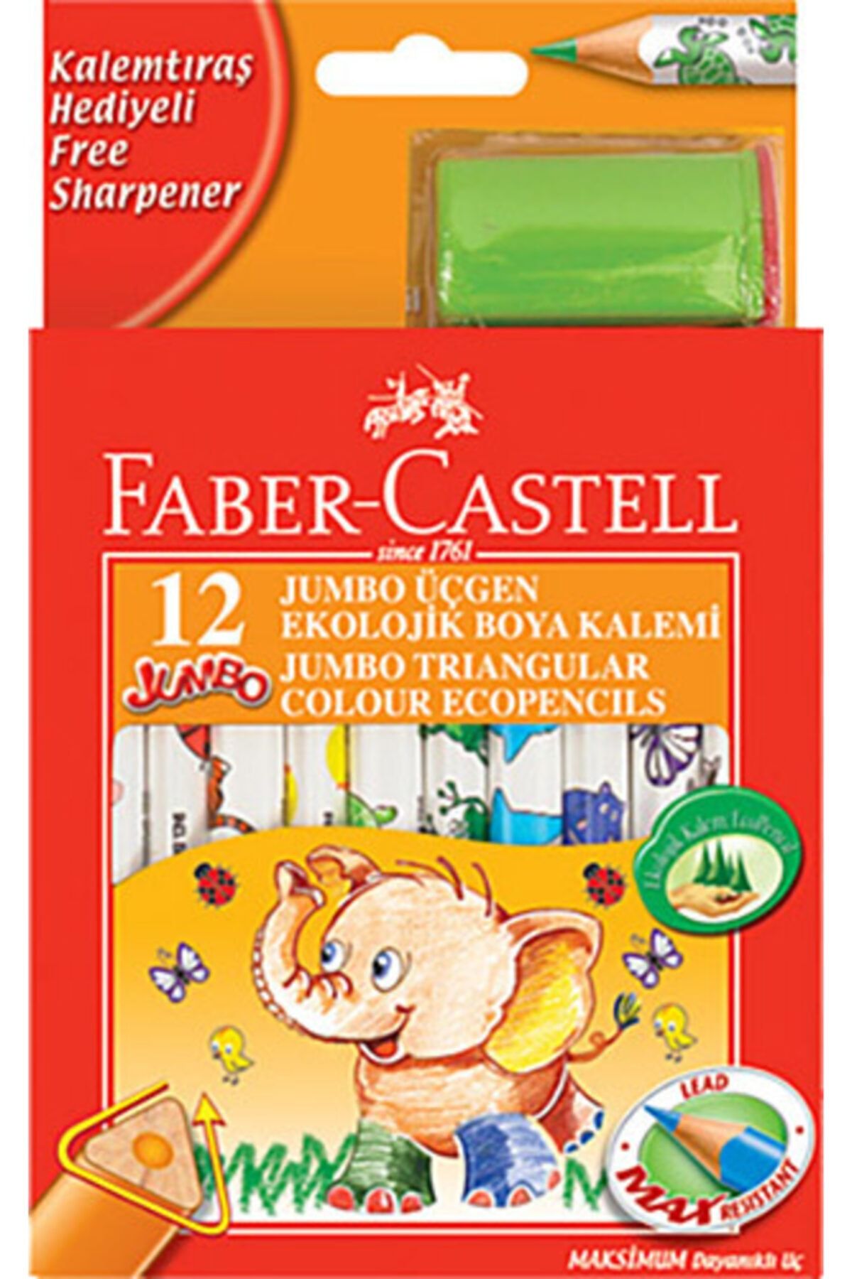 Faber Castell 12 Jumbo Üçgen Ekolojik Boya Kalemi