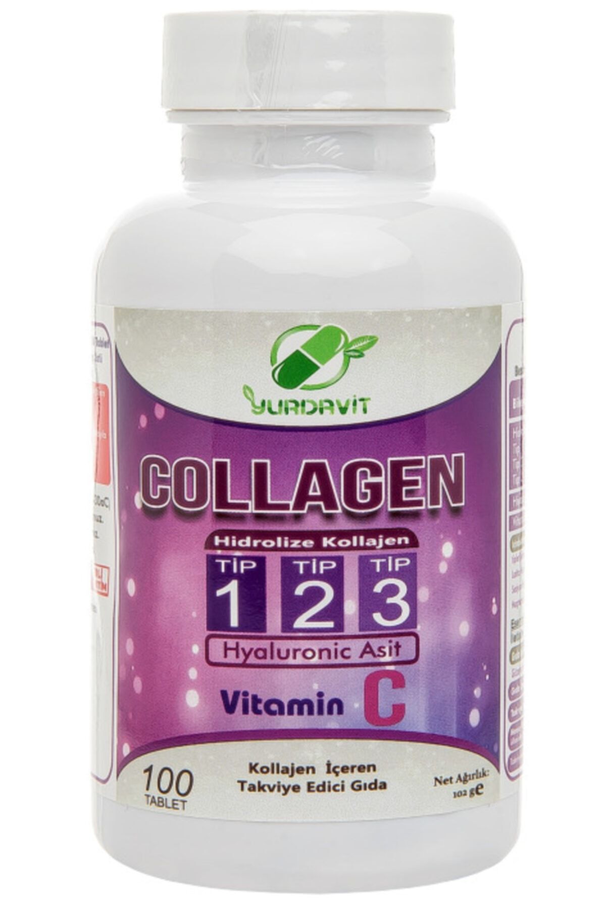 Yurdavit Hidrolize Collagen 900 Mg Type (tip) 1-2-3 Hyaluronic Acid Vitamin C 100 Tablet
