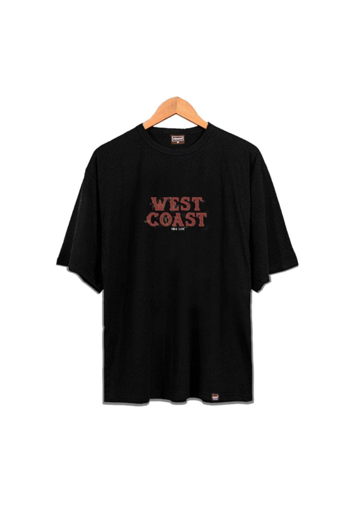 VENICE Clothing Unisex Siyah West Coast Oversize T-shirt